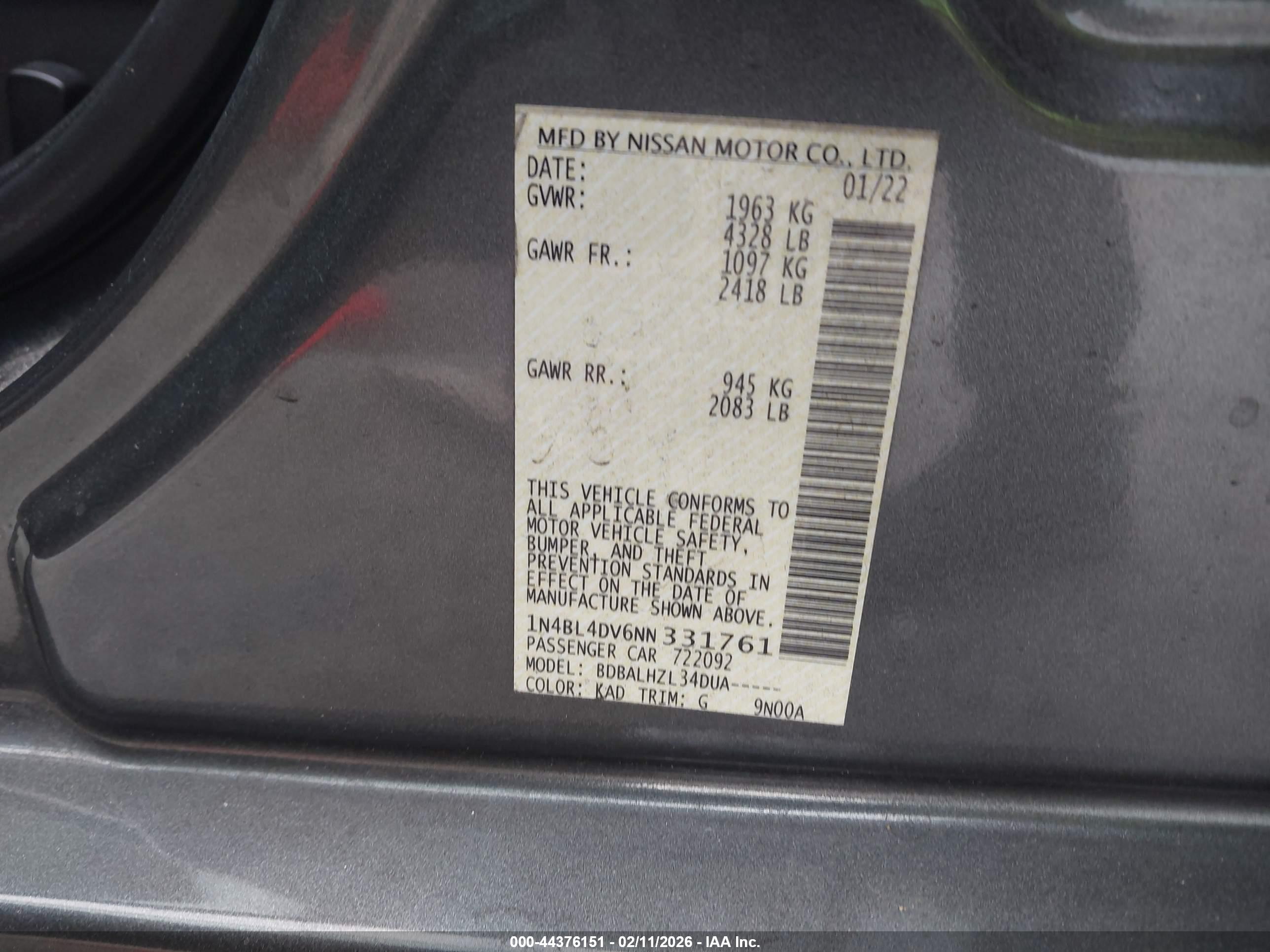 NISSAN ALTIMA image 9