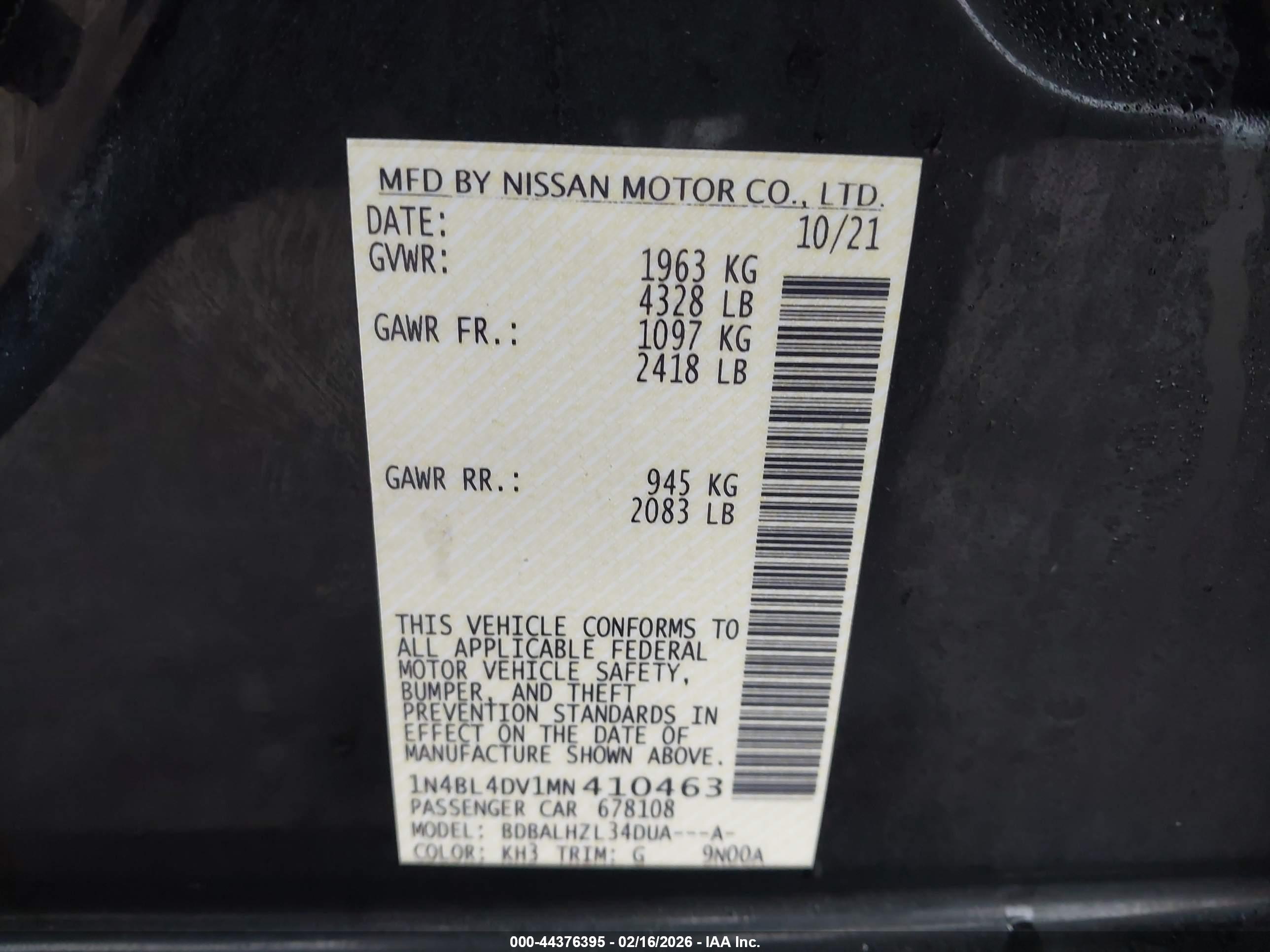 NISSAN ALTIMA image 9
