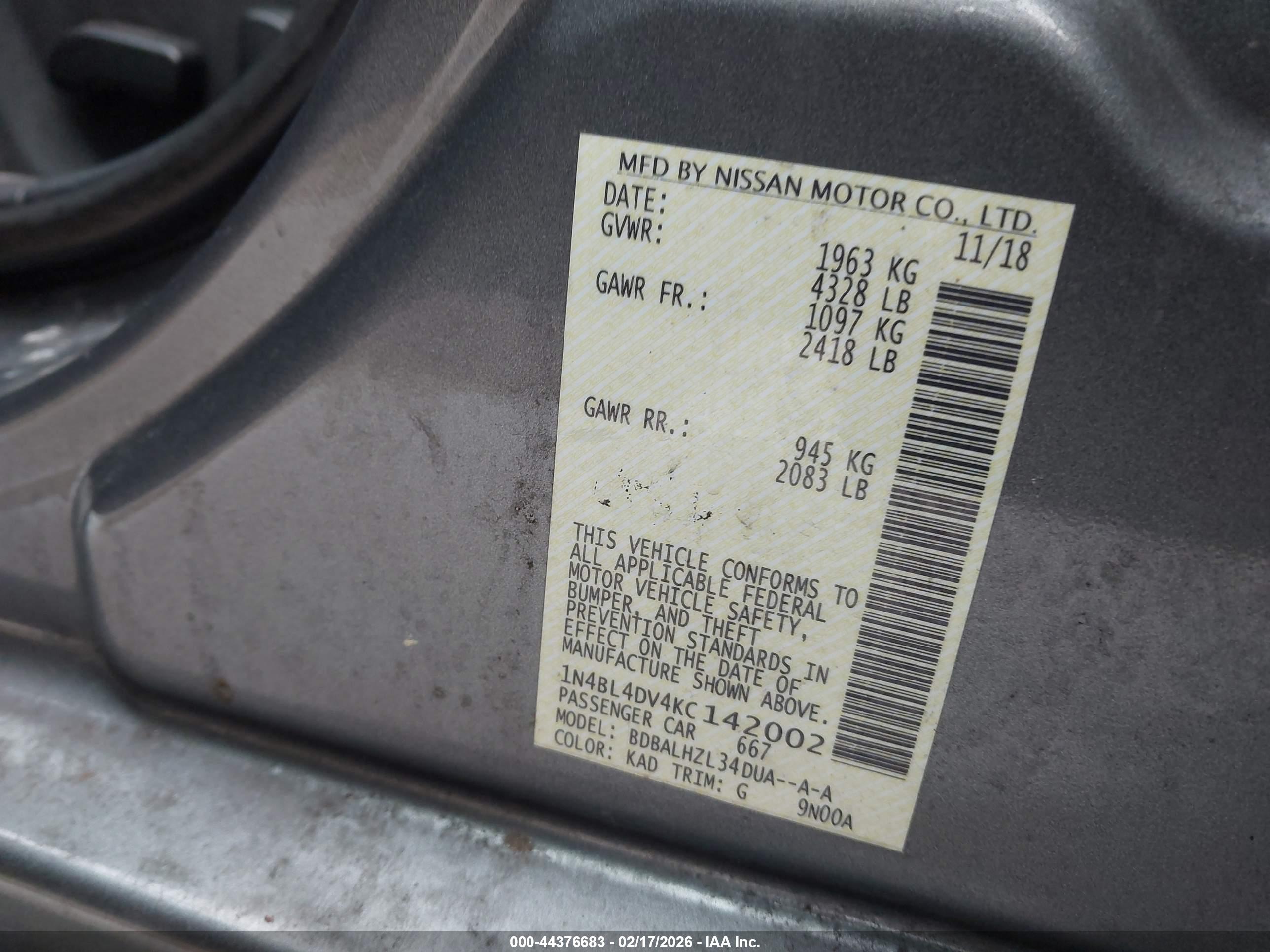 NISSAN ALTIMA image 9