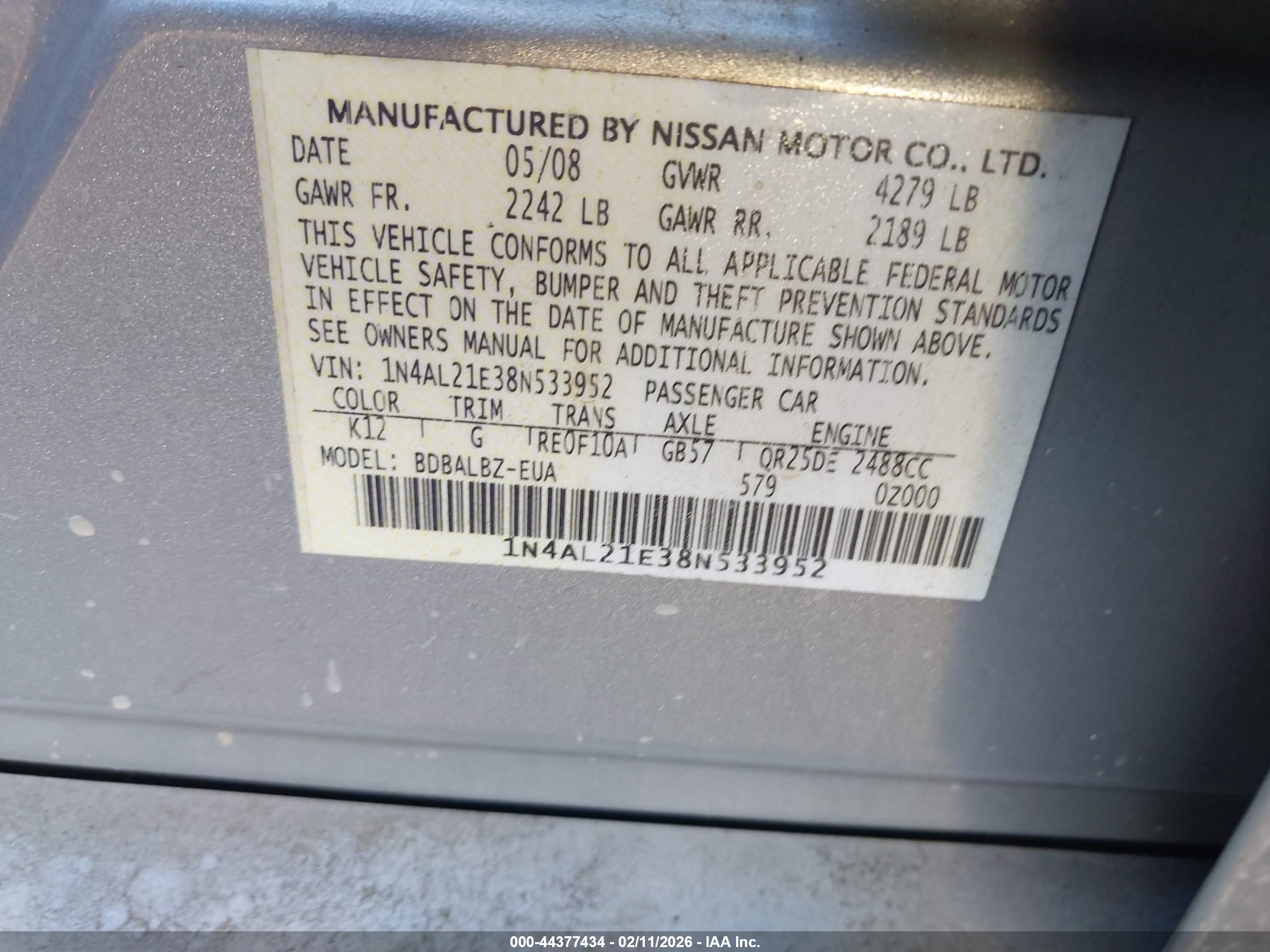 NISSAN ALTIMA image 9