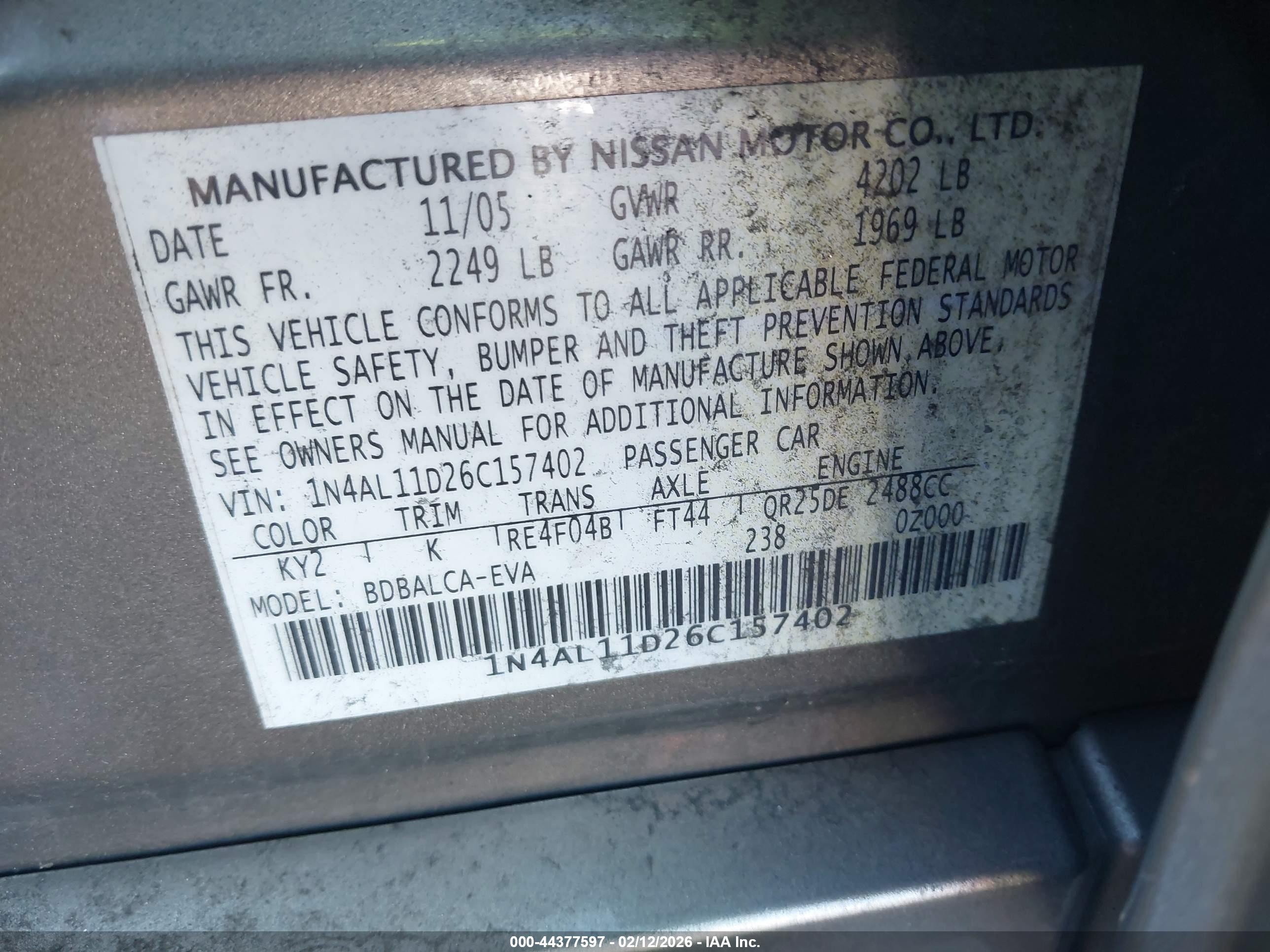 NISSAN ALTIMA image 9
