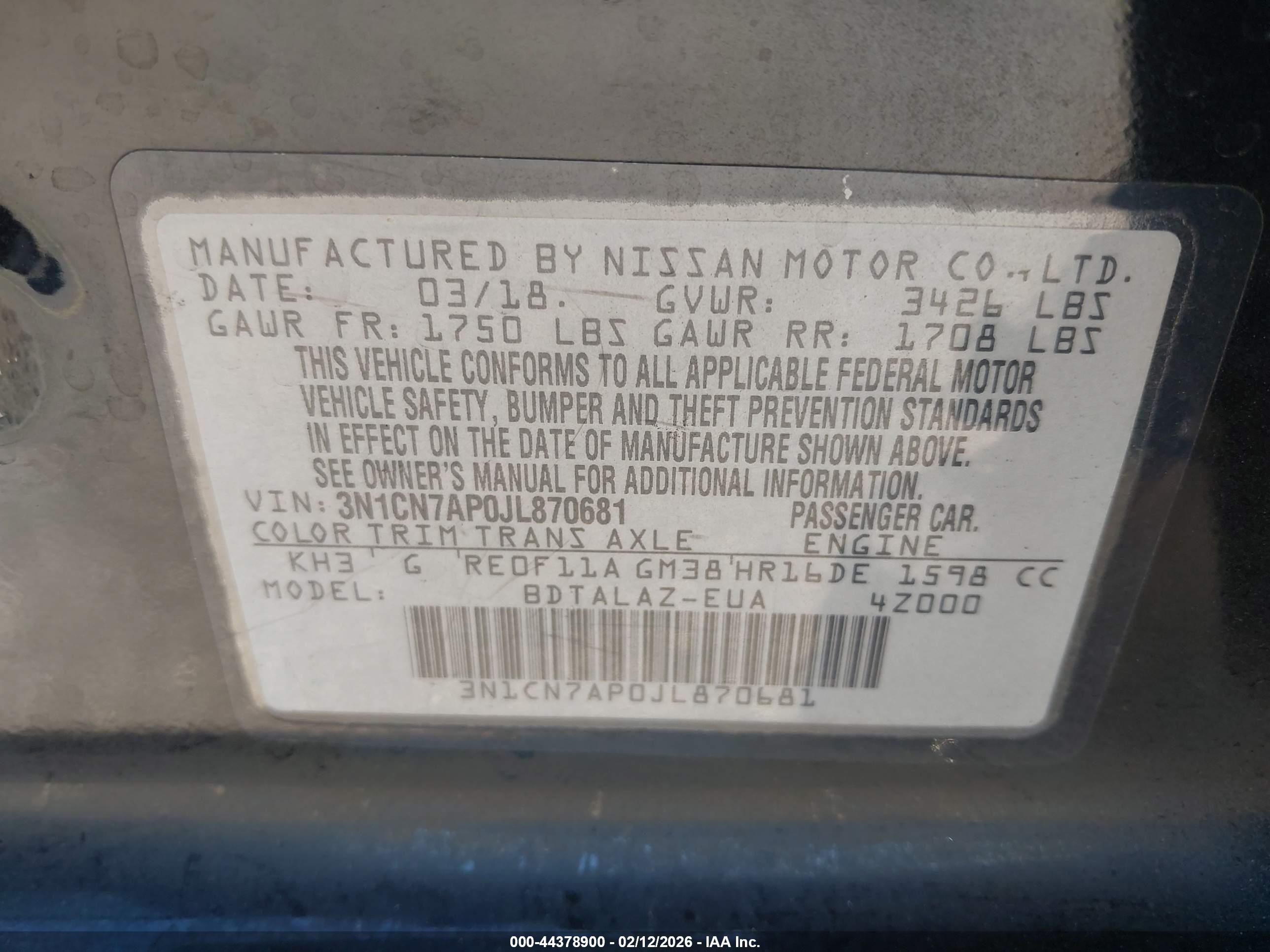 NISSAN VERSA image 9