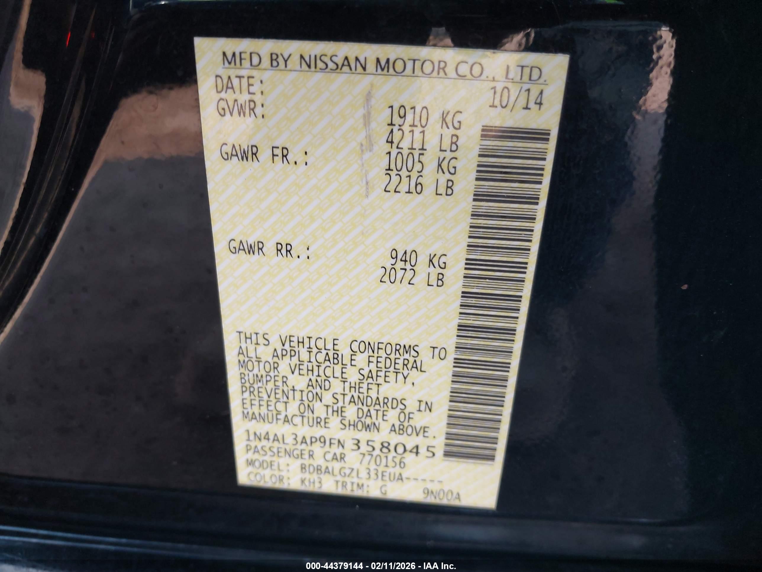NISSAN ALTIMA image 9