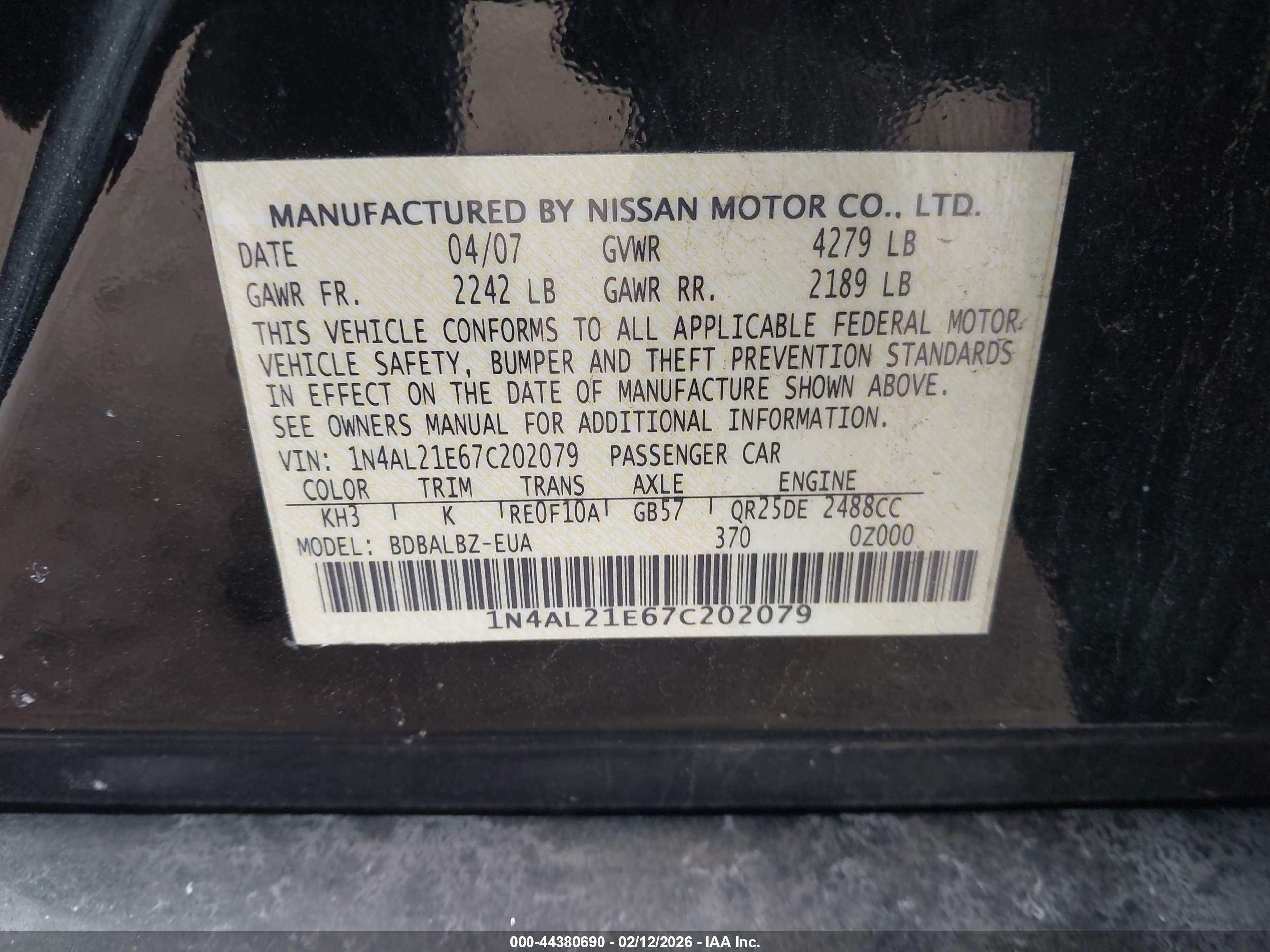 NISSAN ALTIMA image 9