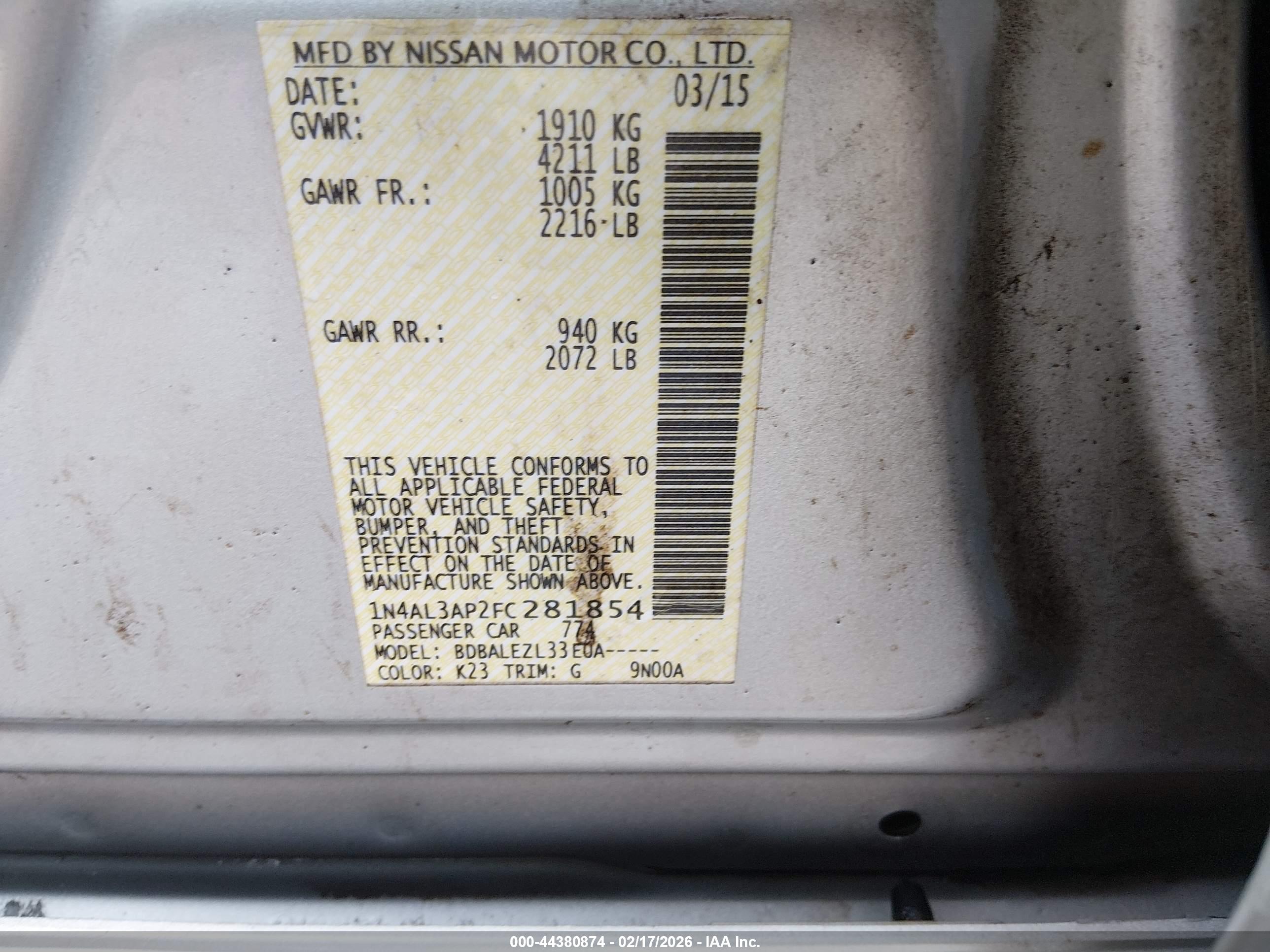 NISSAN ALTIMA image 9