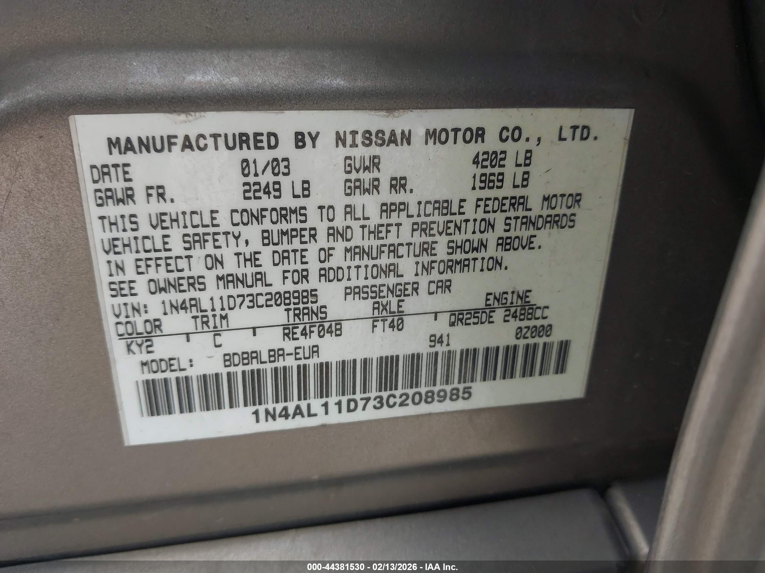 NISSAN ALTIMA image 9