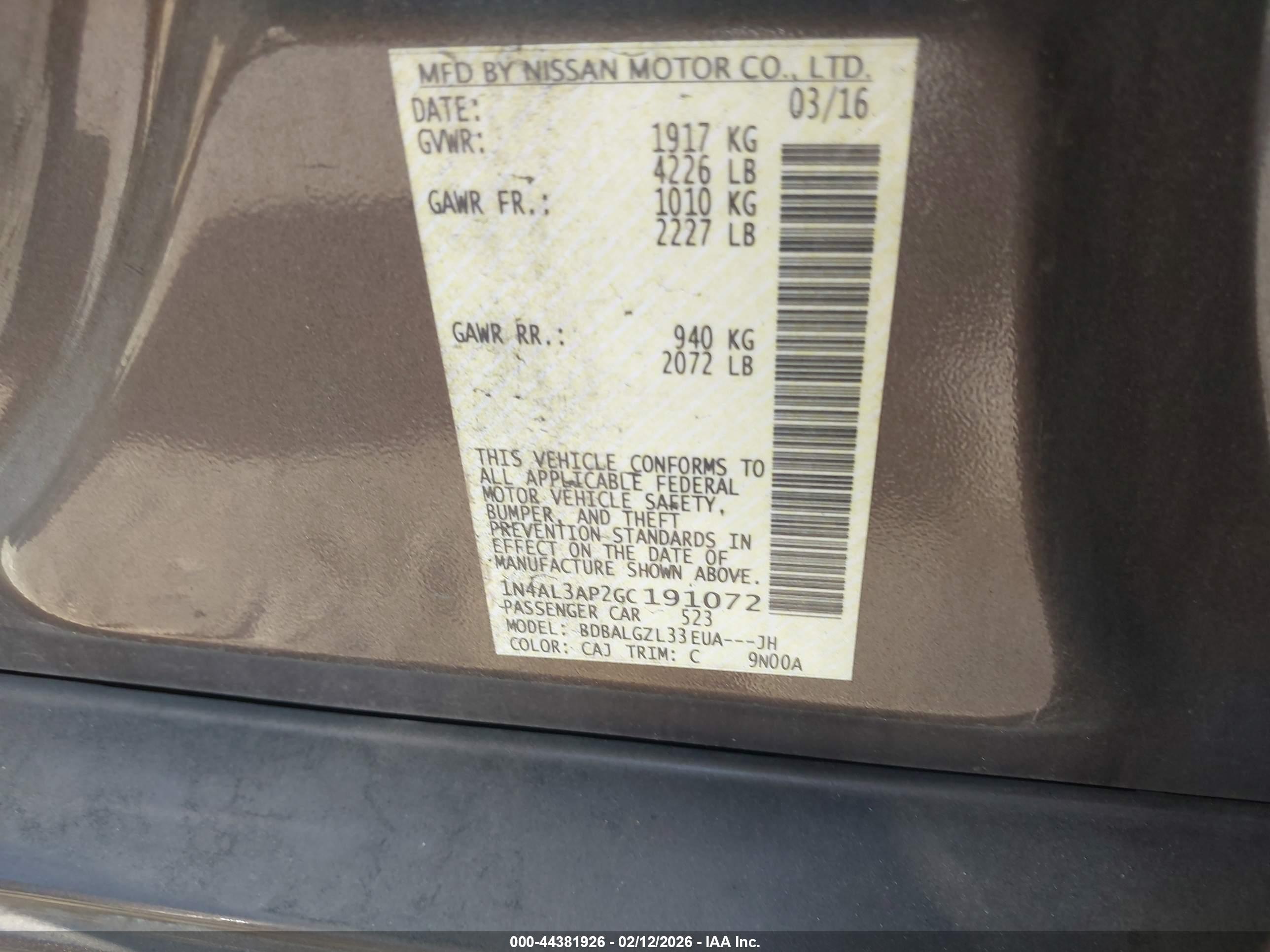 NISSAN ALTIMA image 9