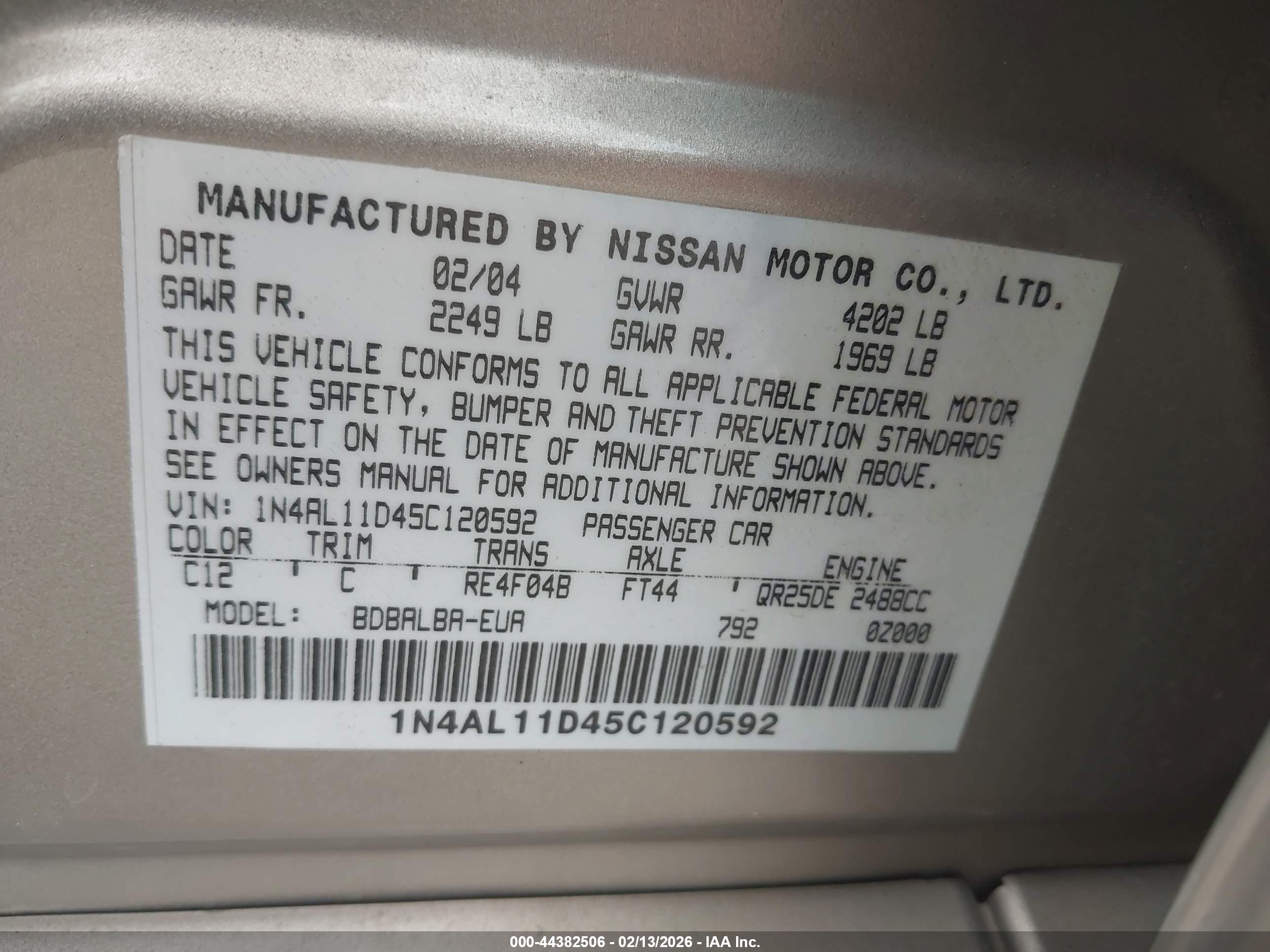 NISSAN ALTIMA image 9