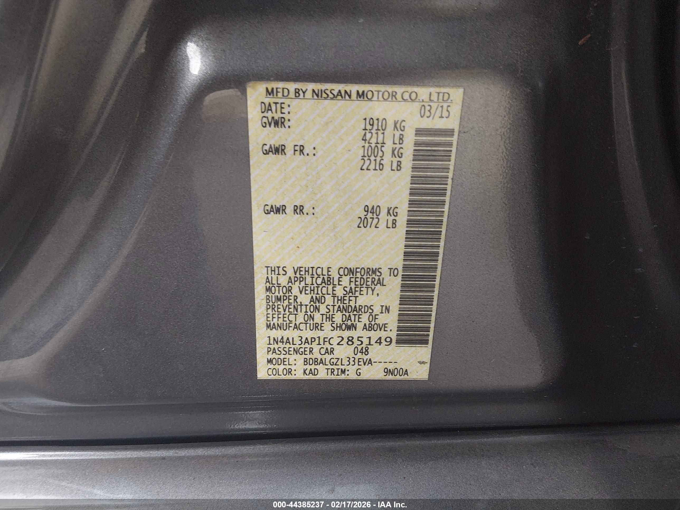 NISSAN ALTIMA image 9