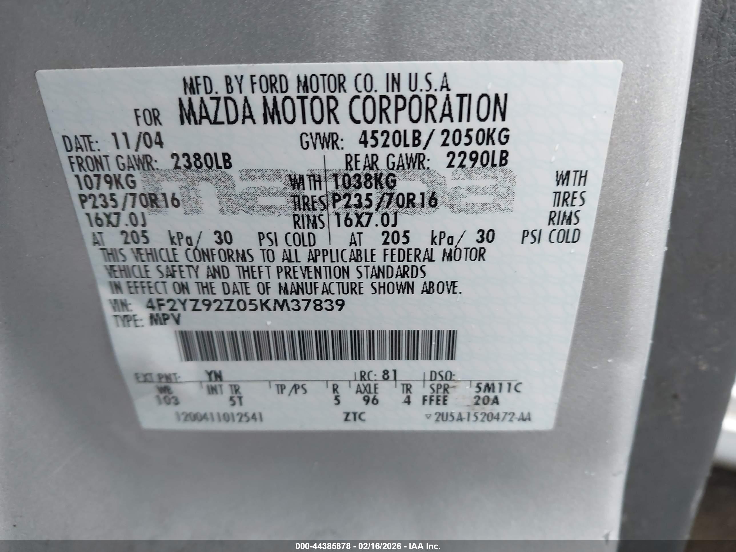 MAZDA TRIBUTE image 9