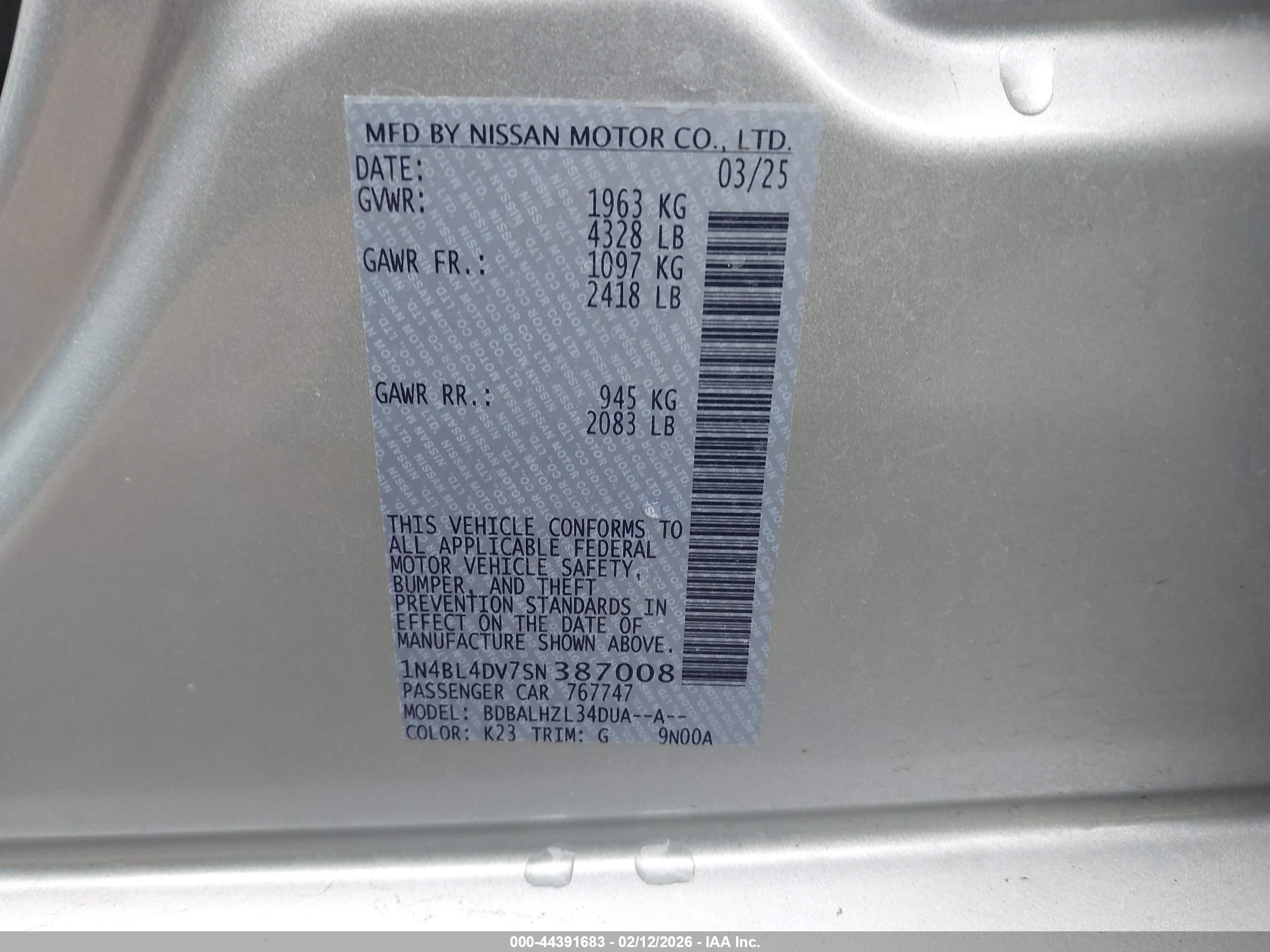 NISSAN ALTIMA image 9