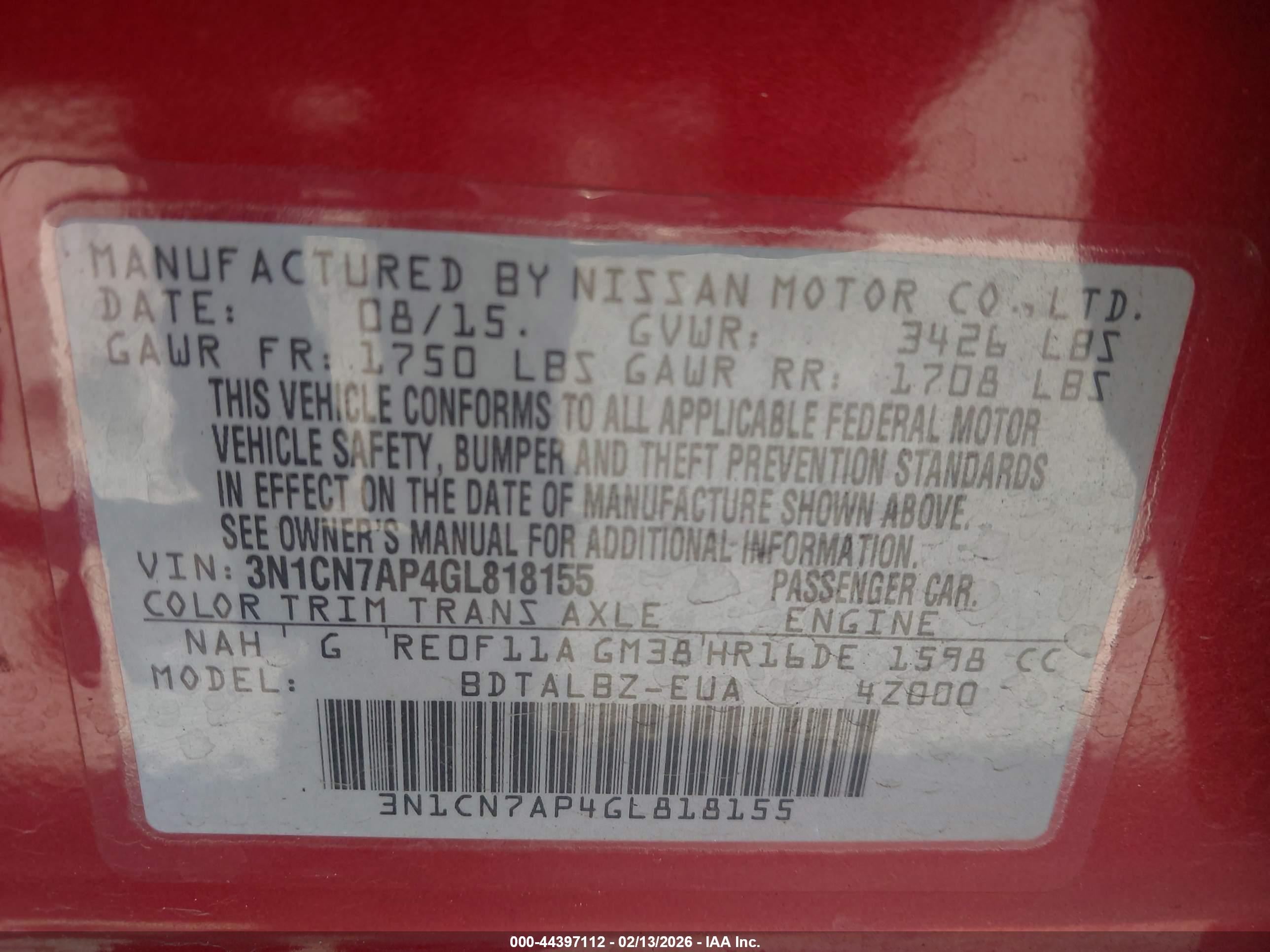 NISSAN VERSA image 9