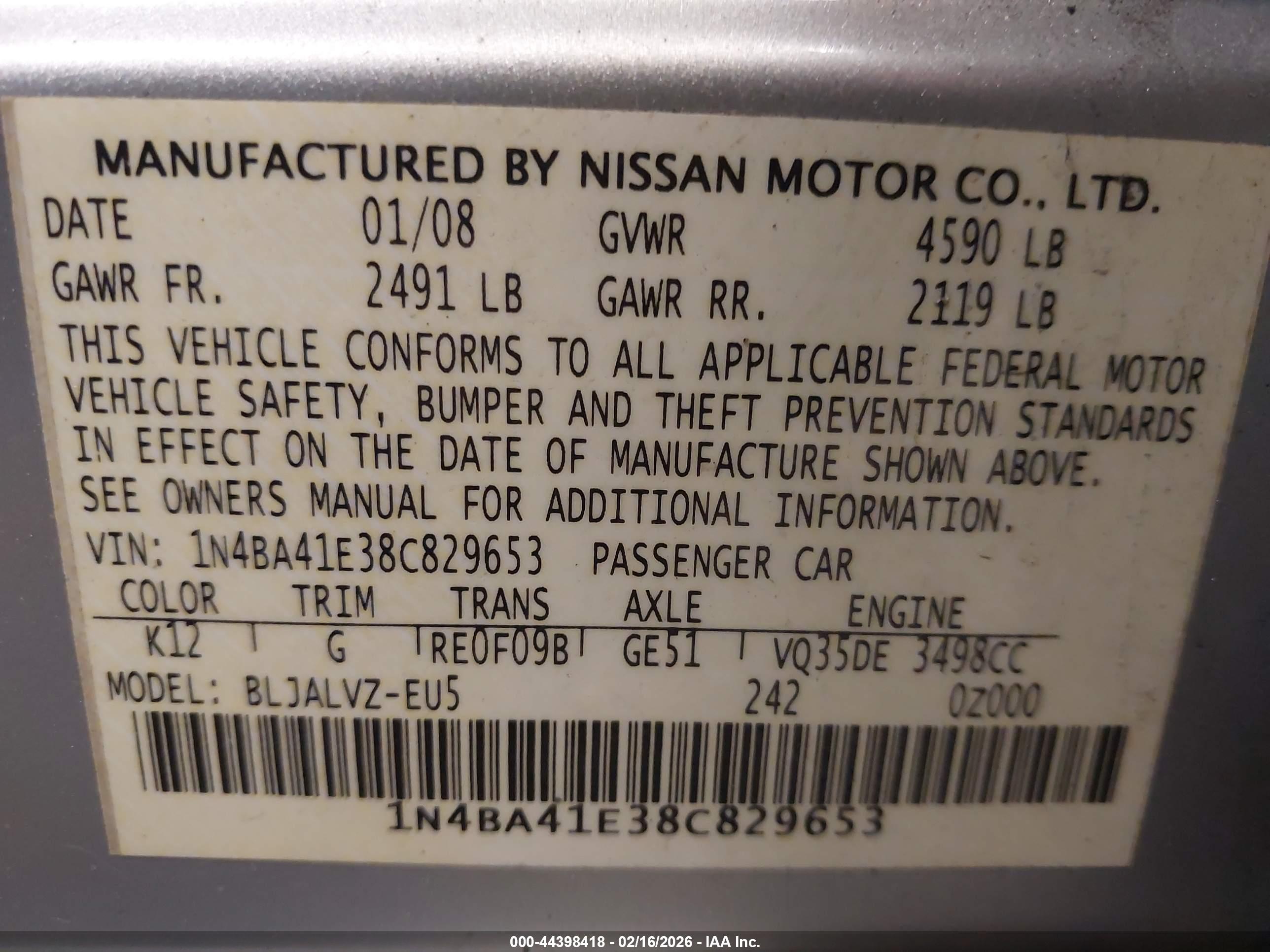NISSAN MAXIMA image 9