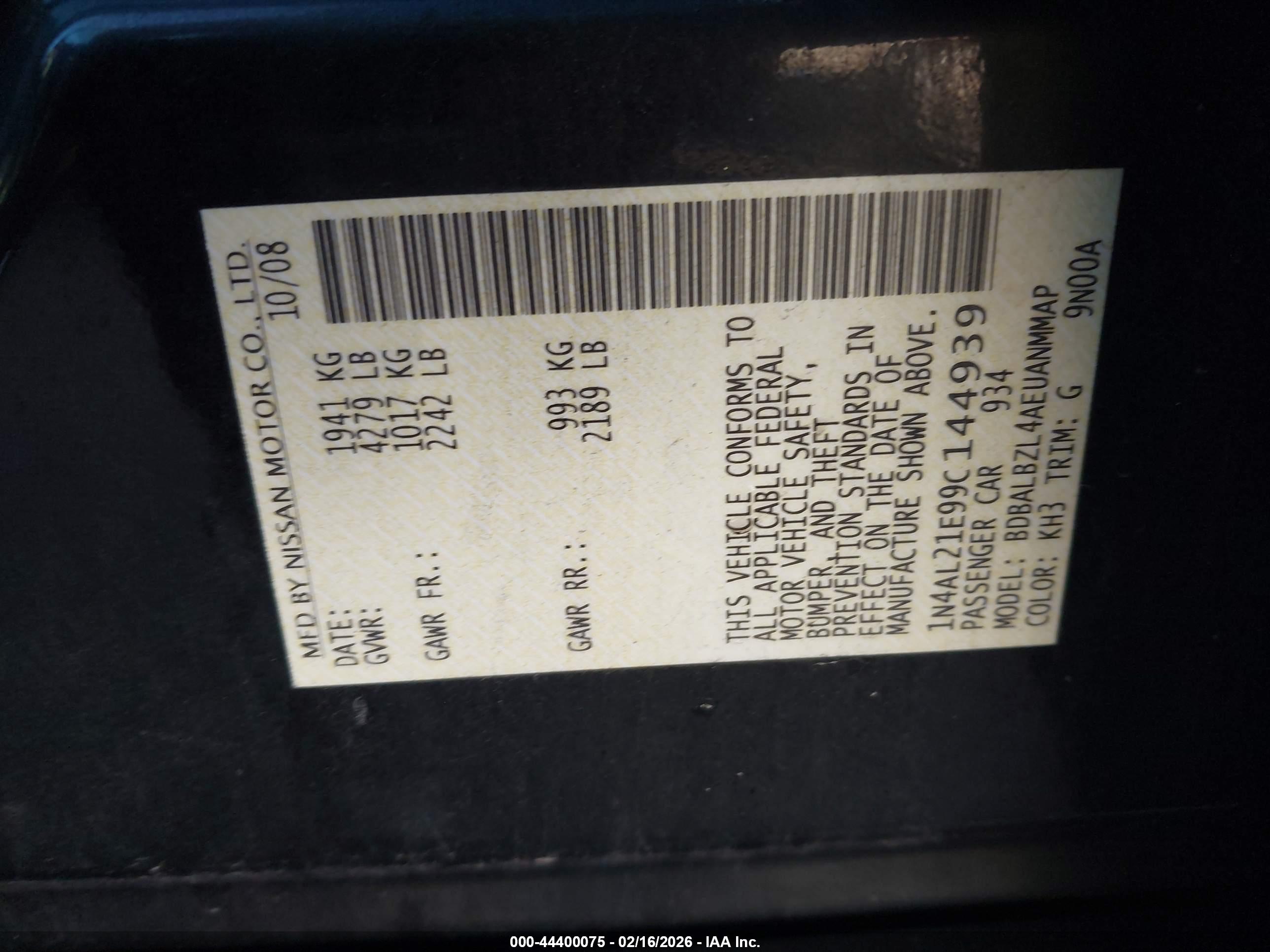 NISSAN ALTIMA image 9