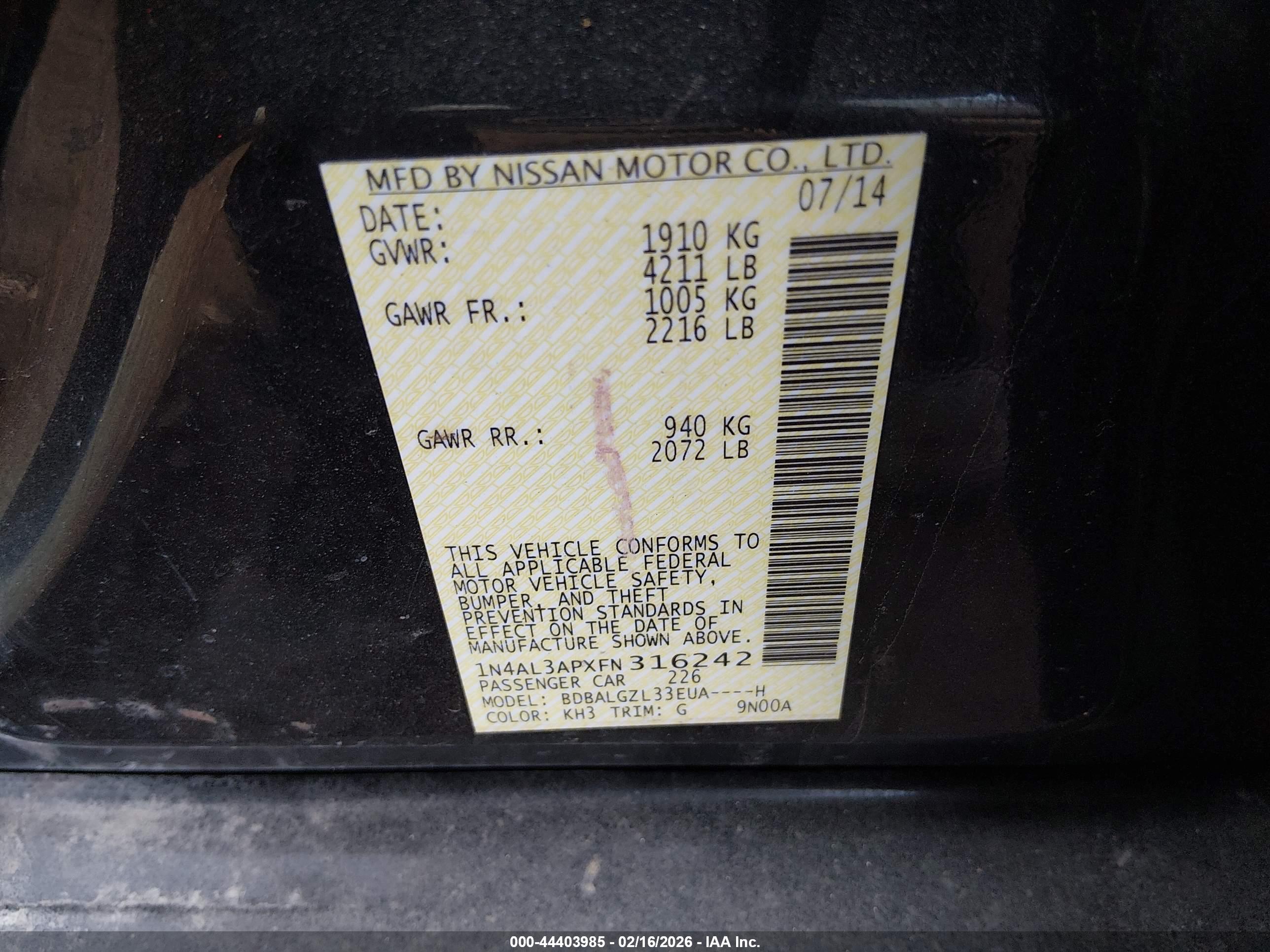 NISSAN ALTIMA image 9