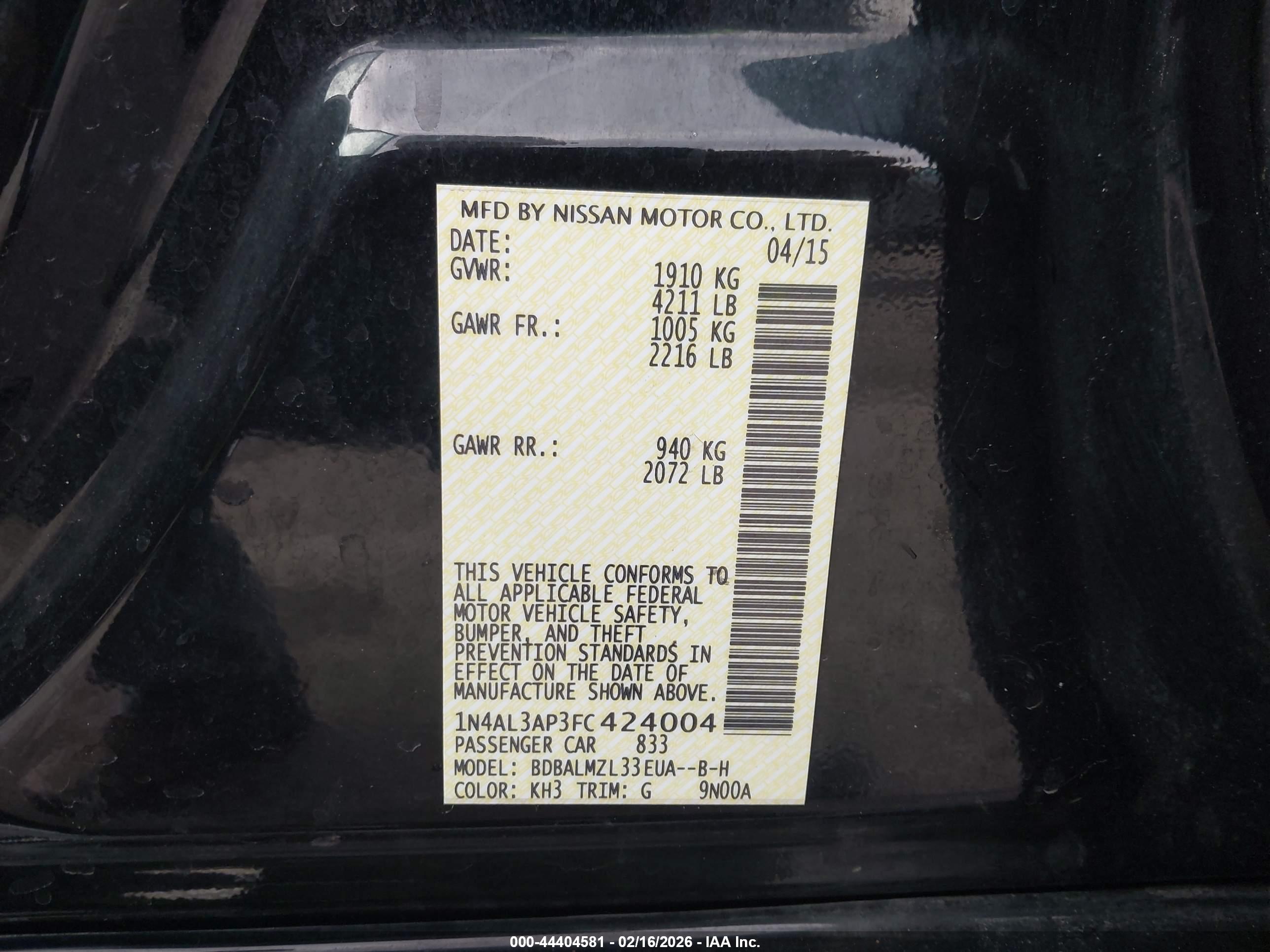 NISSAN ALTIMA image 9