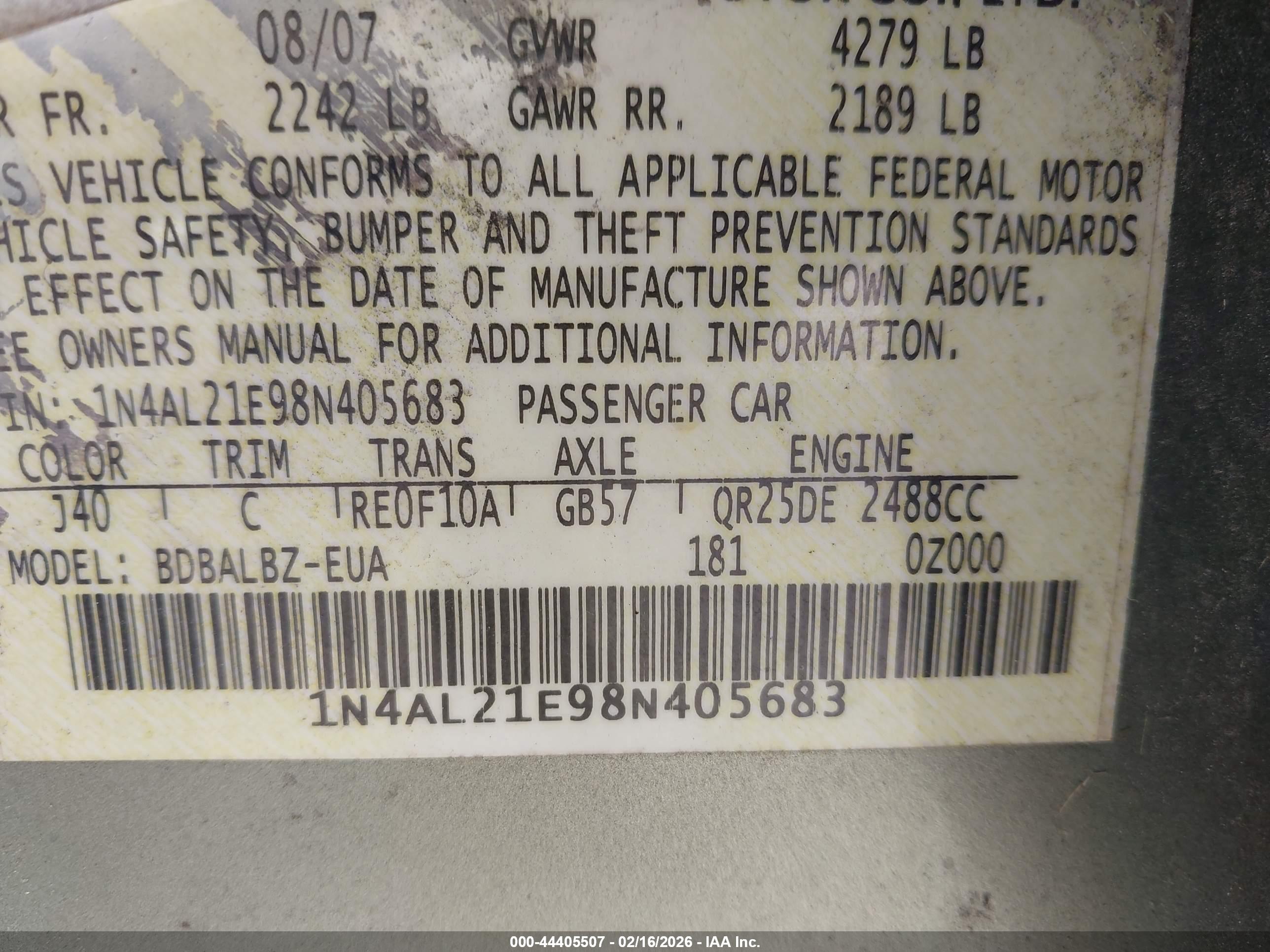 NISSAN ALTIMA image 9