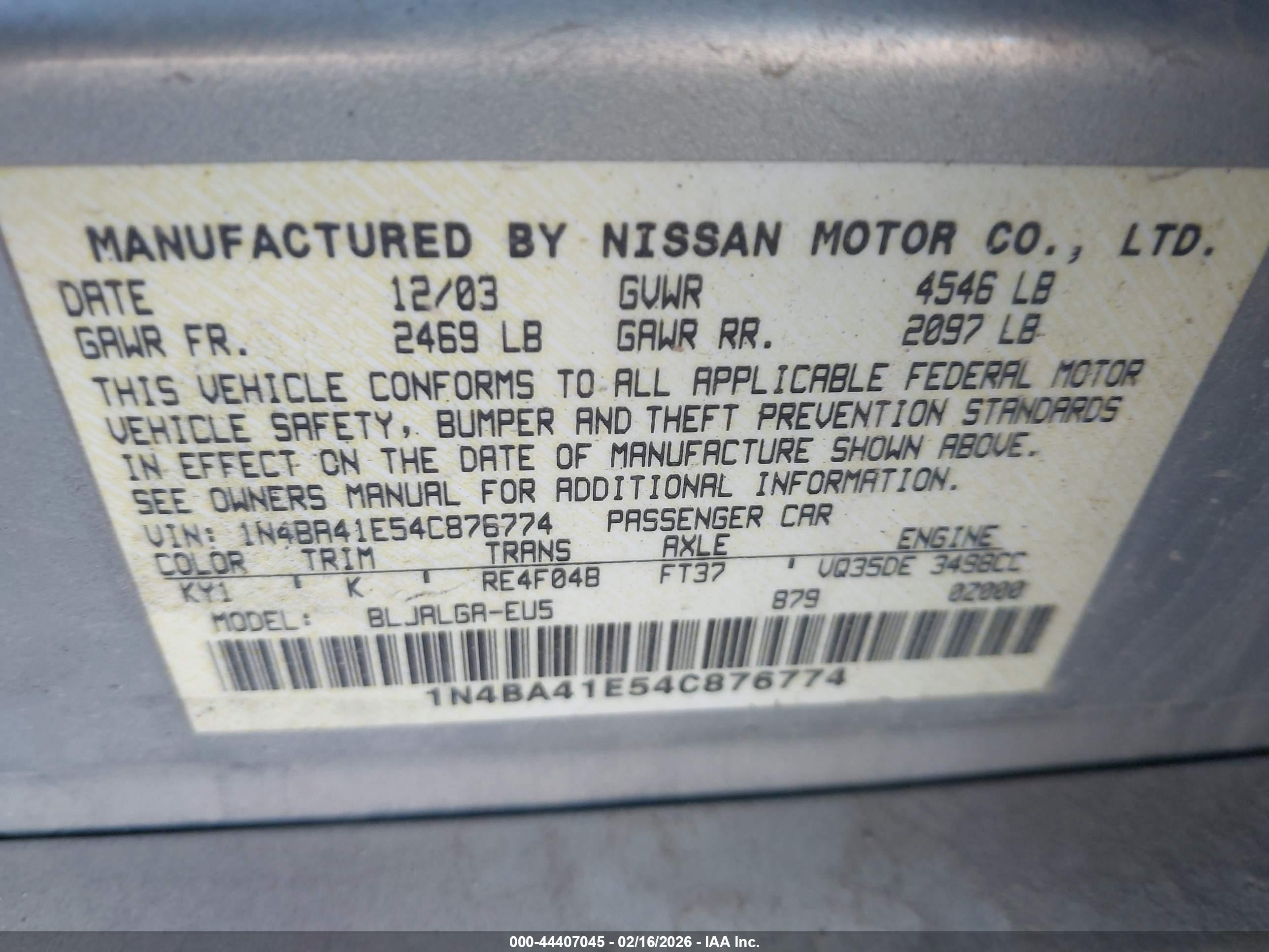 NISSAN MAXIMA image 9