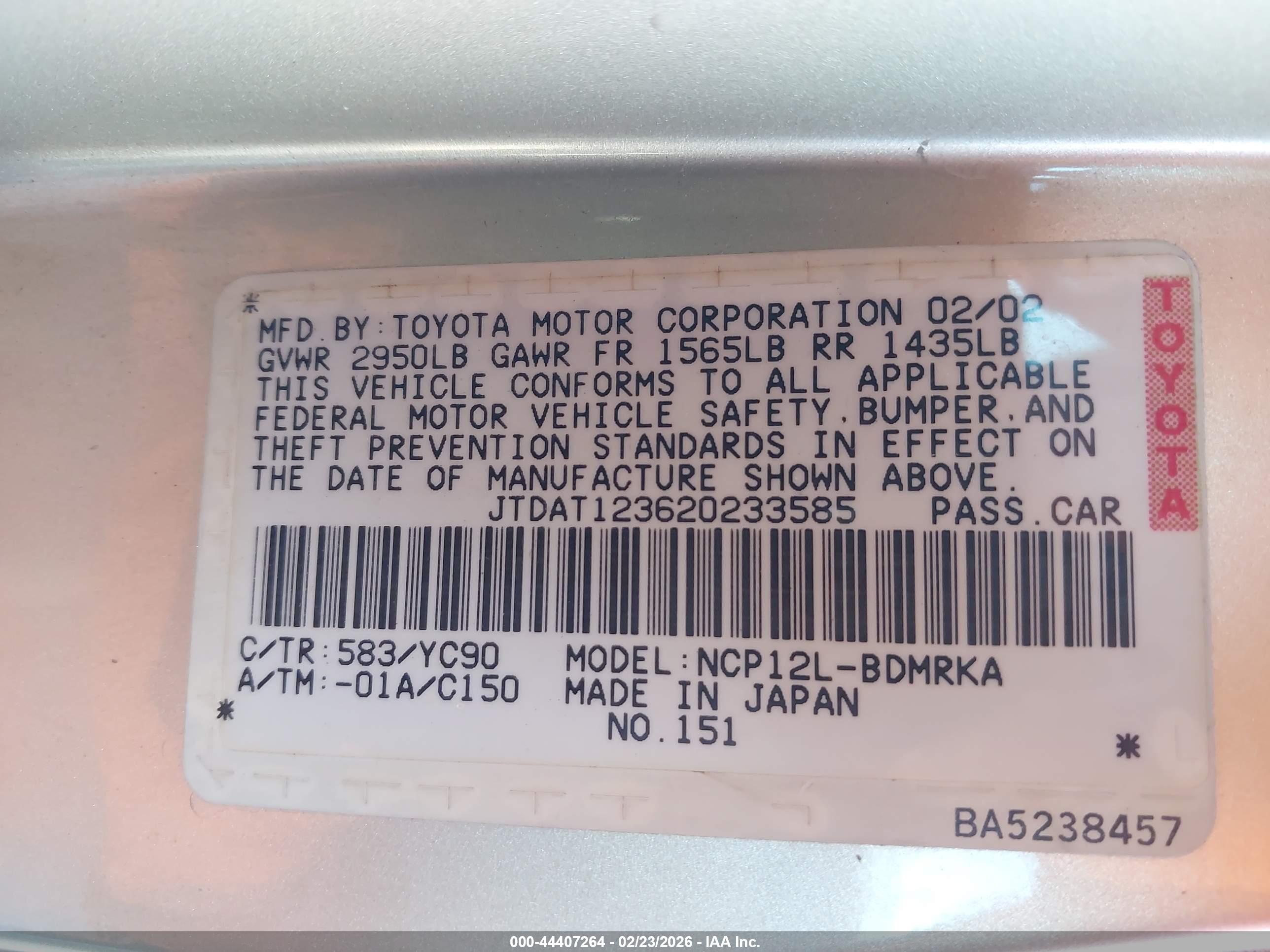 TOYOTA ECHO image 9