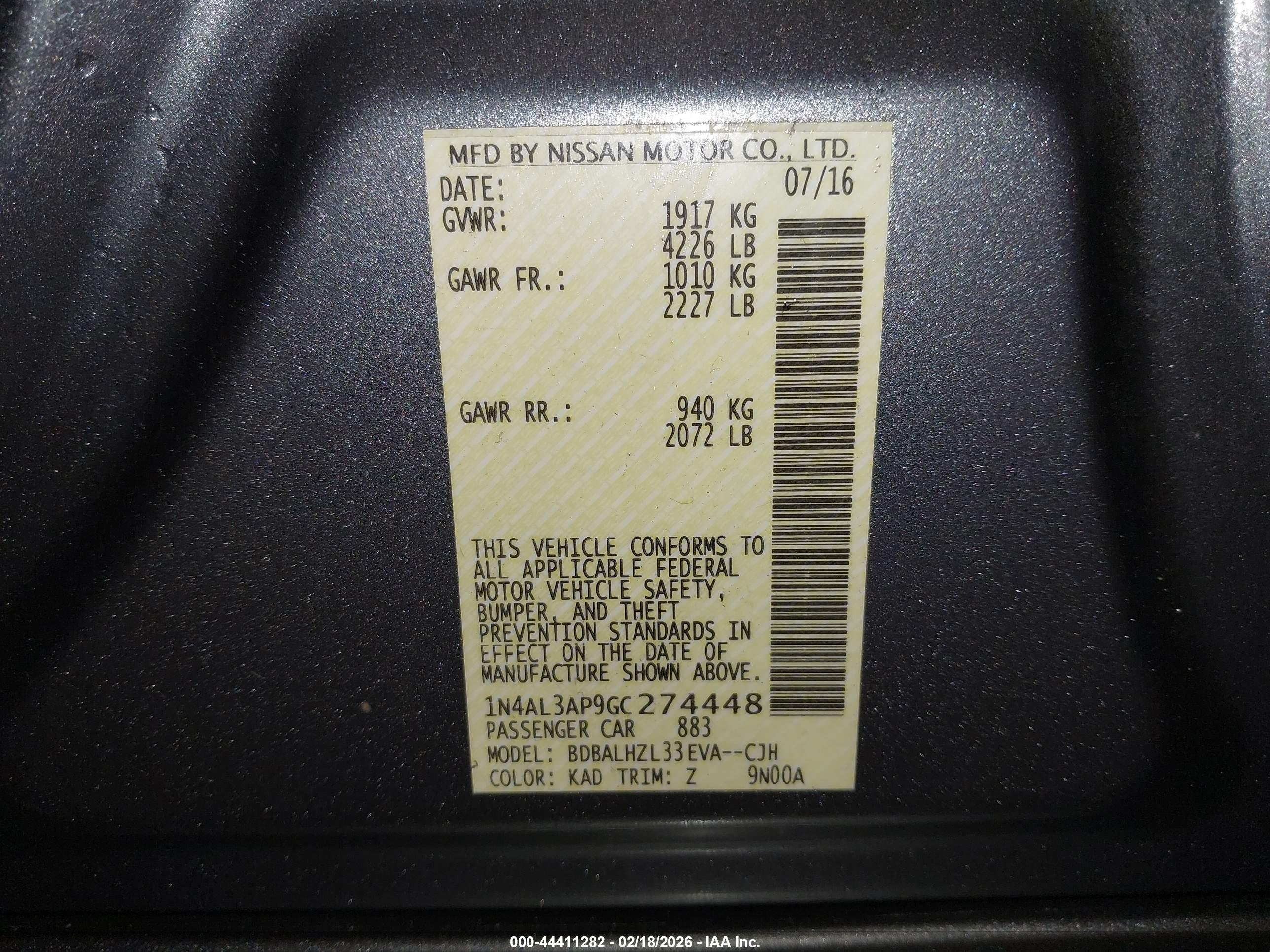 NISSAN ALTIMA image 9