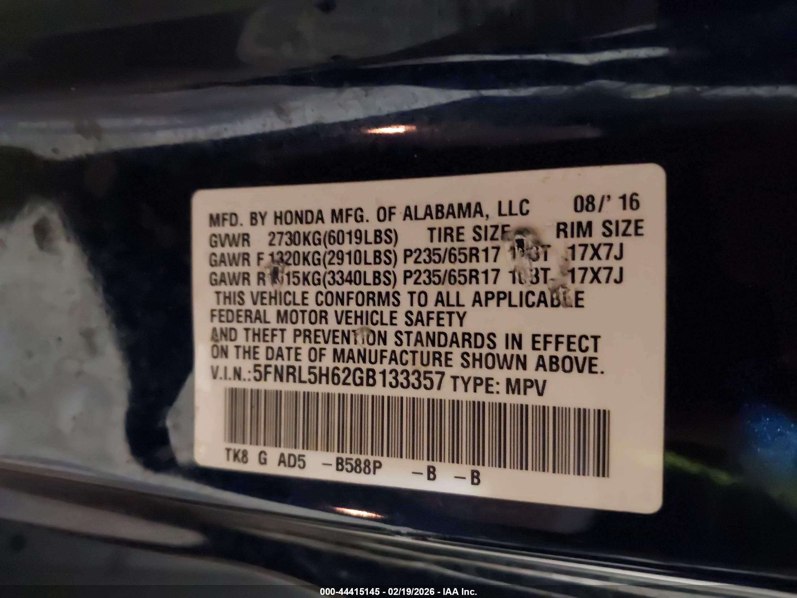 HONDA ODYSSEY image 9