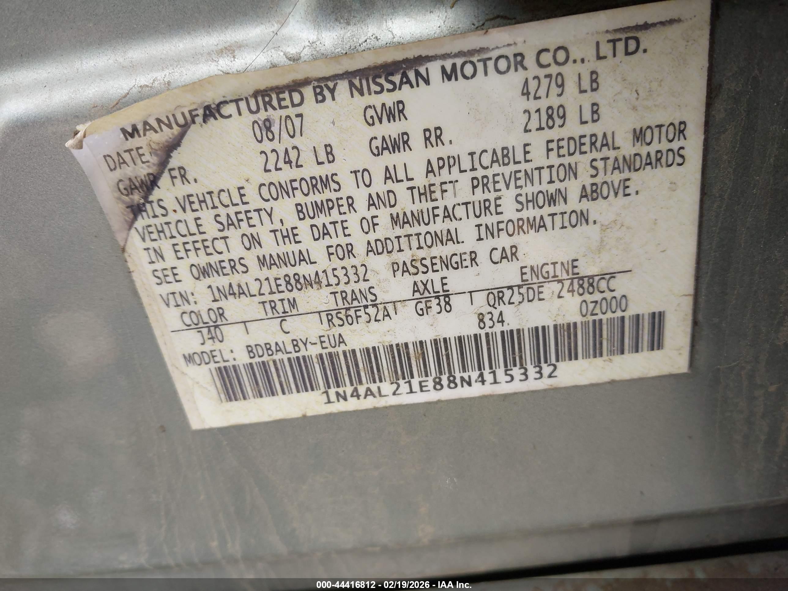 NISSAN ALTIMA image 9