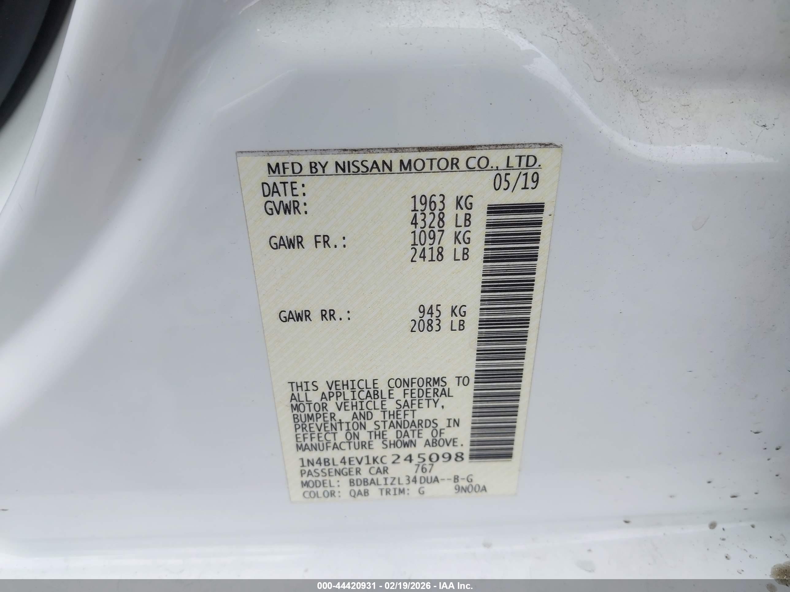 NISSAN ALTIMA image 9