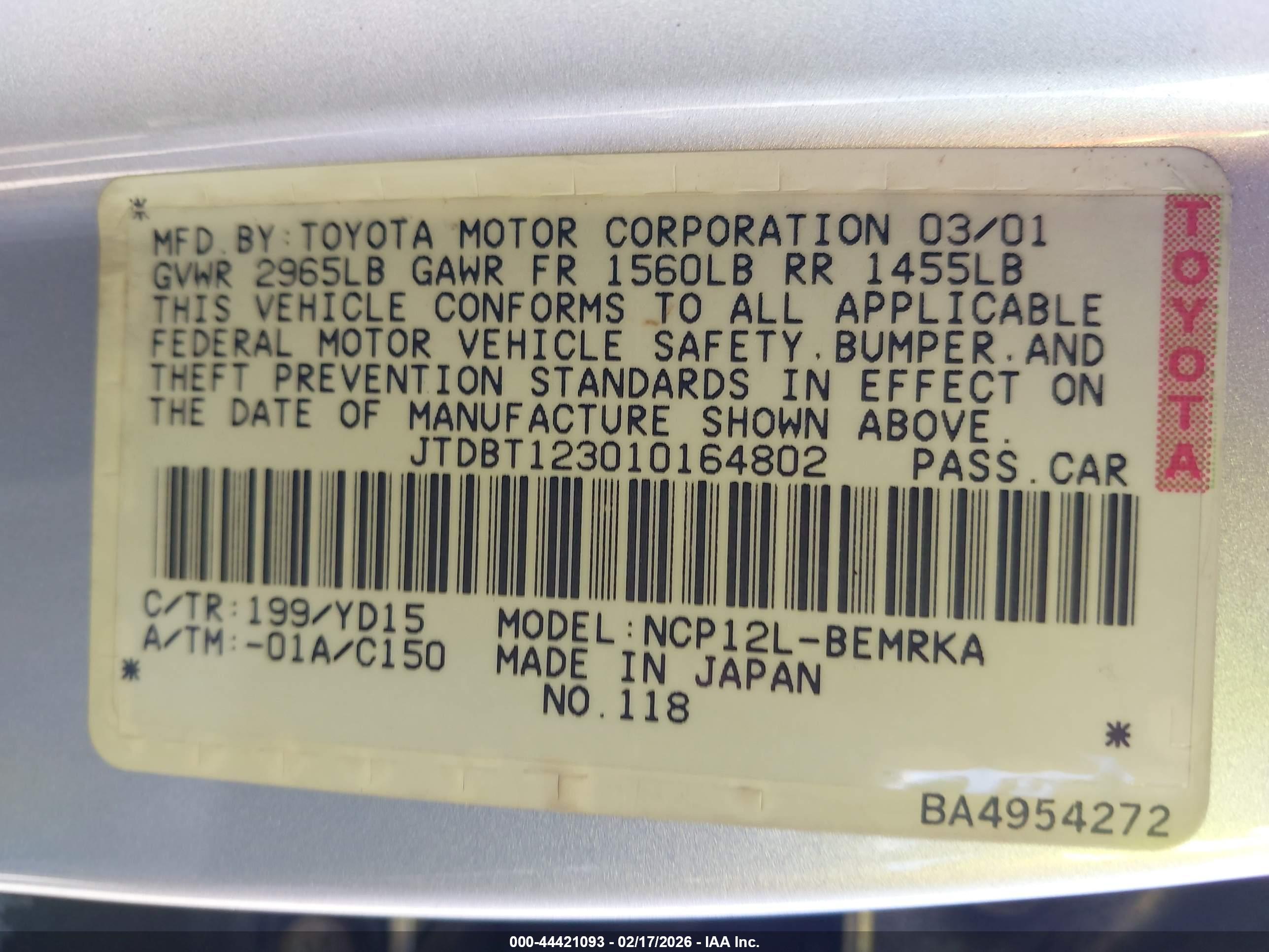 TOYOTA ECHO image 9