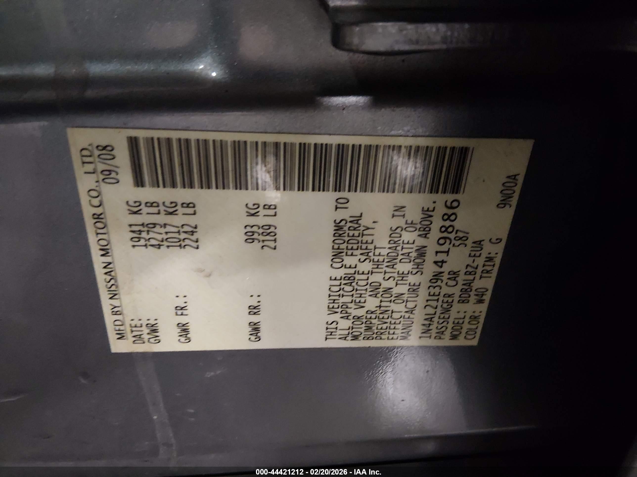NISSAN ALTIMA image 9