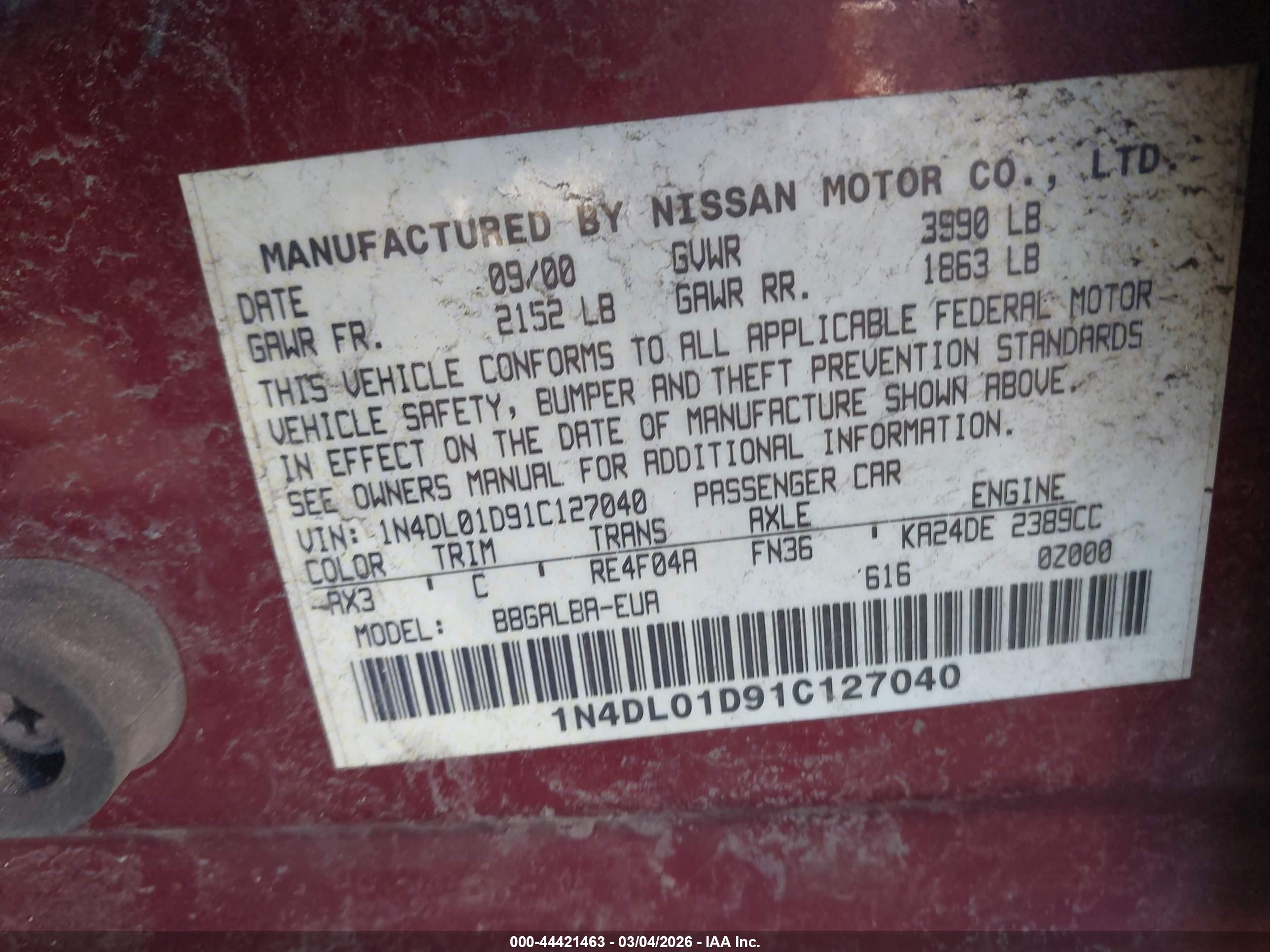 NISSAN ALTIMA image 9