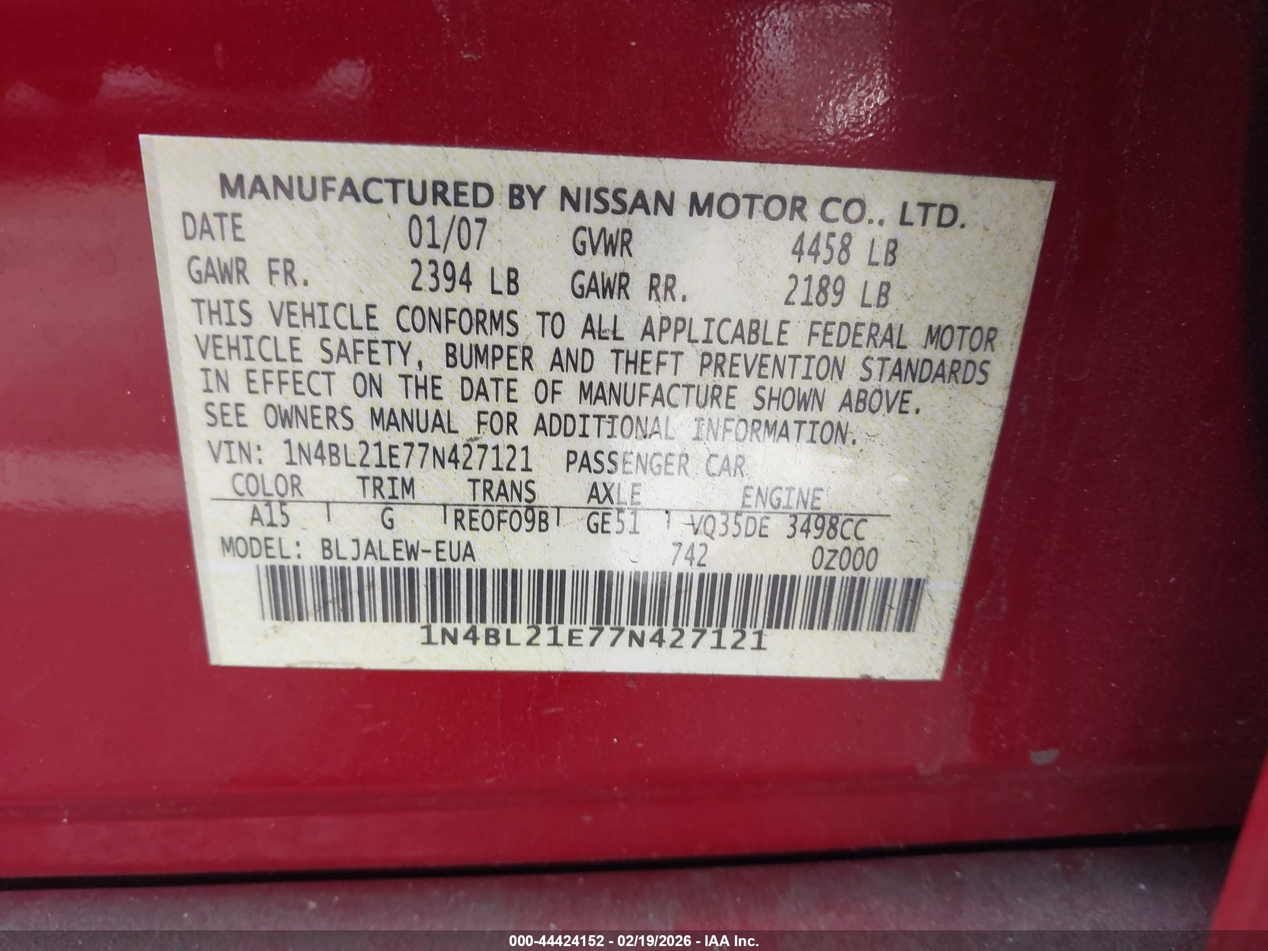 NISSAN ALTIMA image 9
