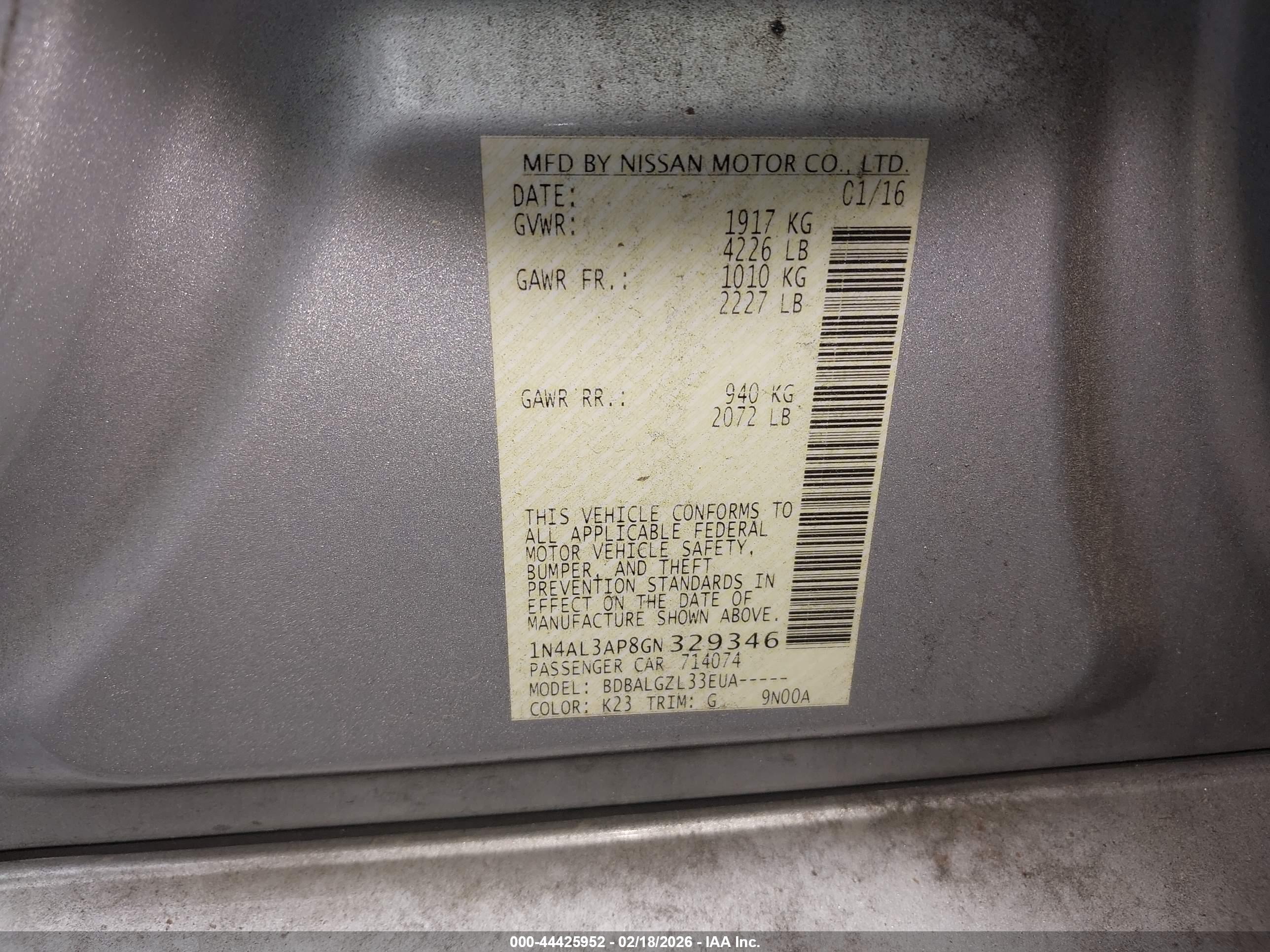 NISSAN ALTIMA image 9