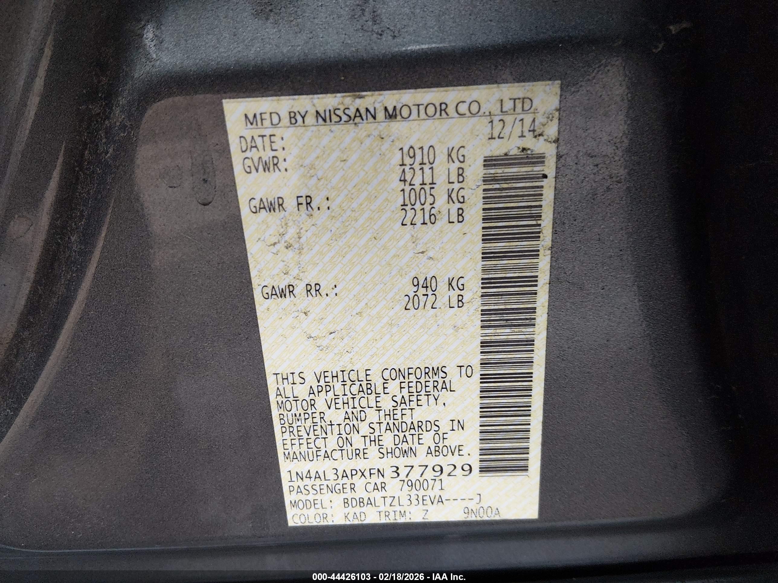 NISSAN ALTIMA image 9