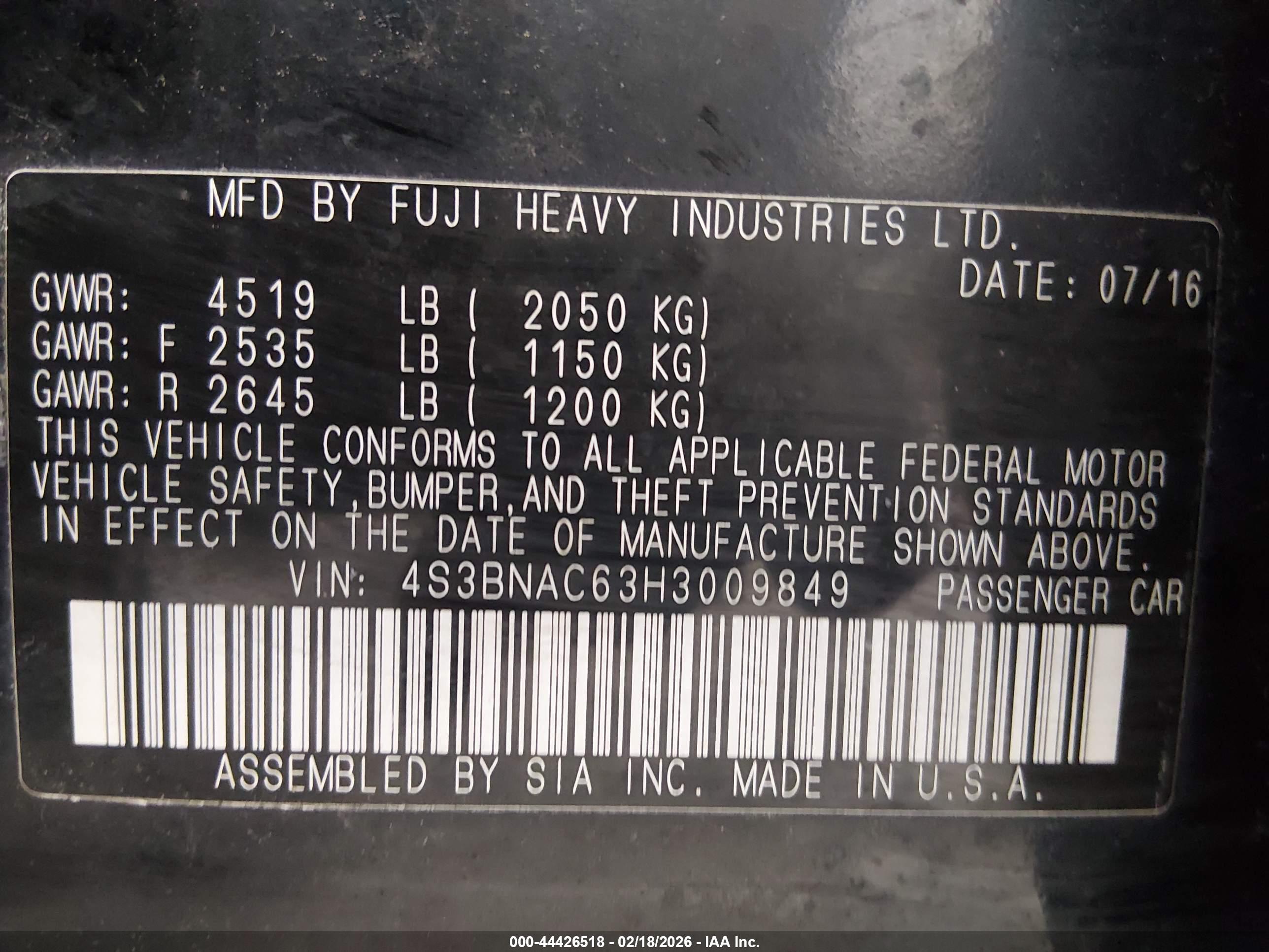 SUBARU LEGACY image 9
