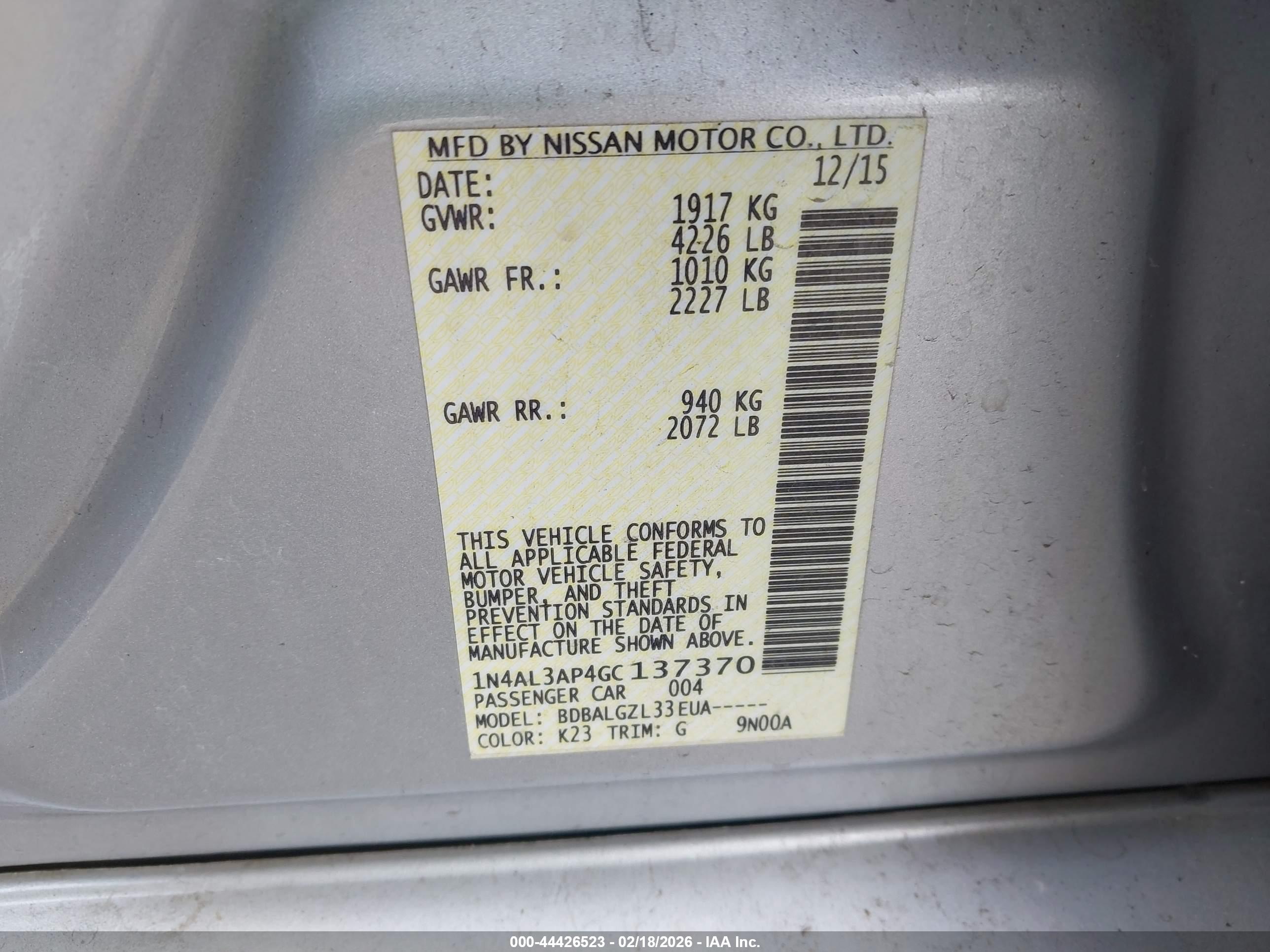 NISSAN ALTIMA image 9