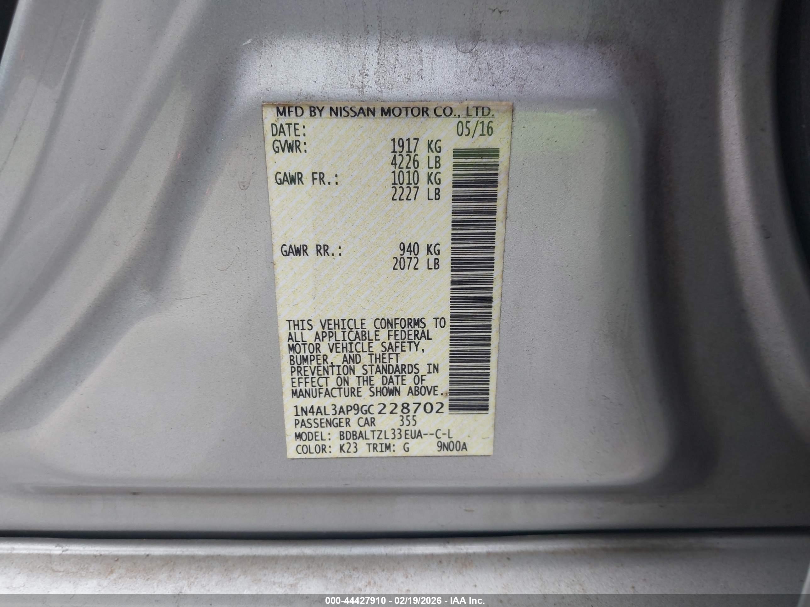 NISSAN ALTIMA image 9