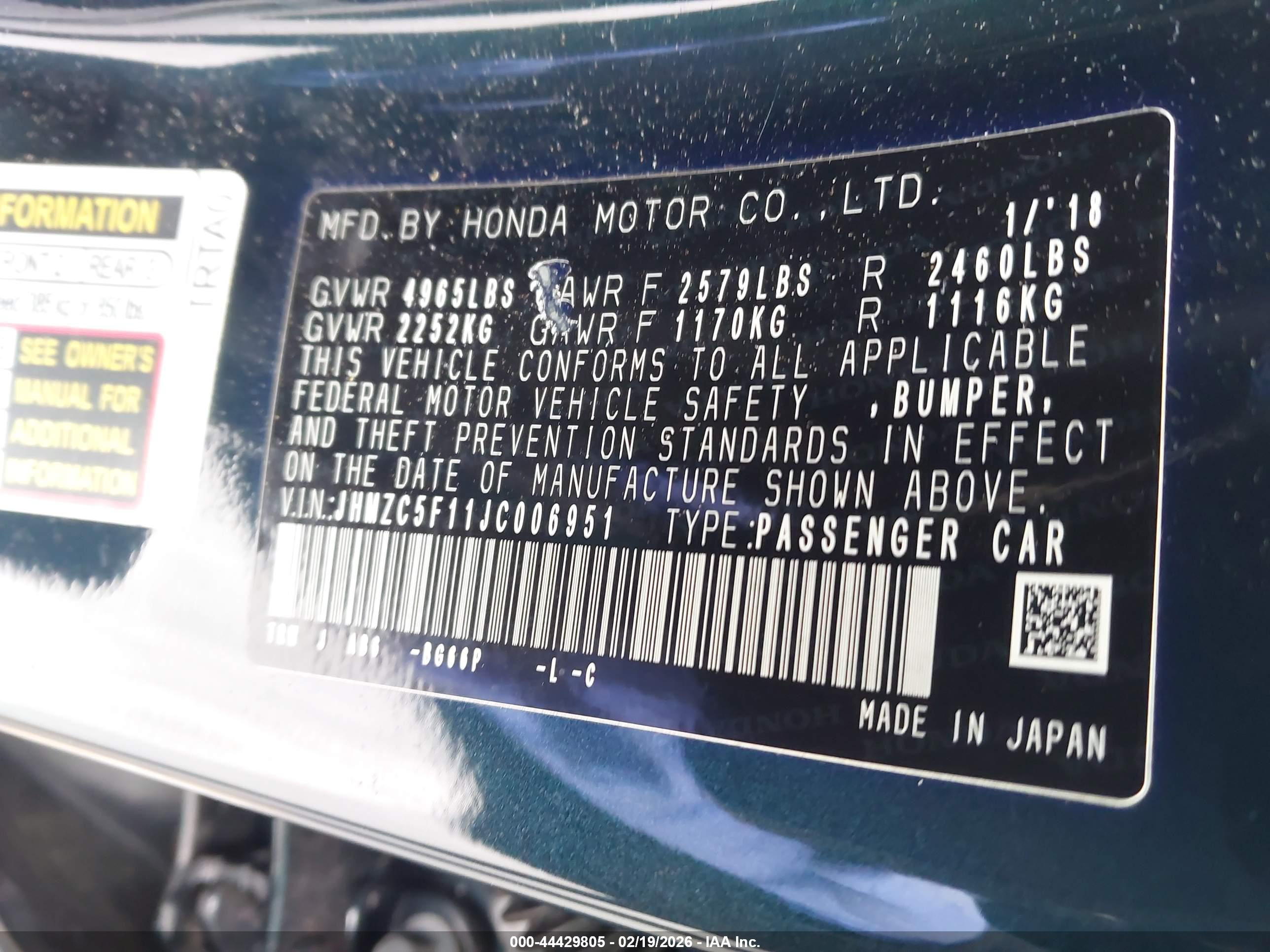 HONDA CLARITY image 9