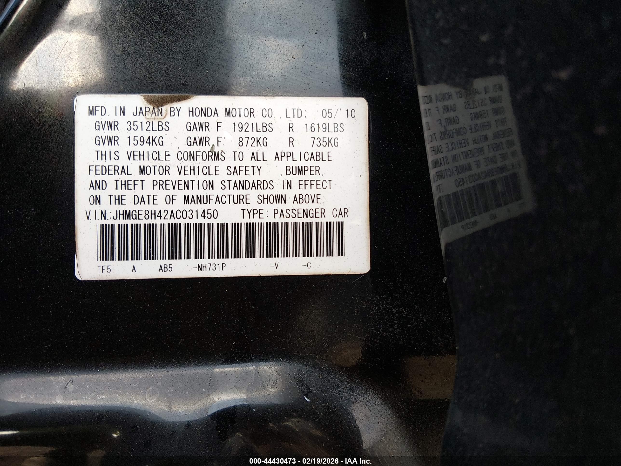 HONDA FIT image 9