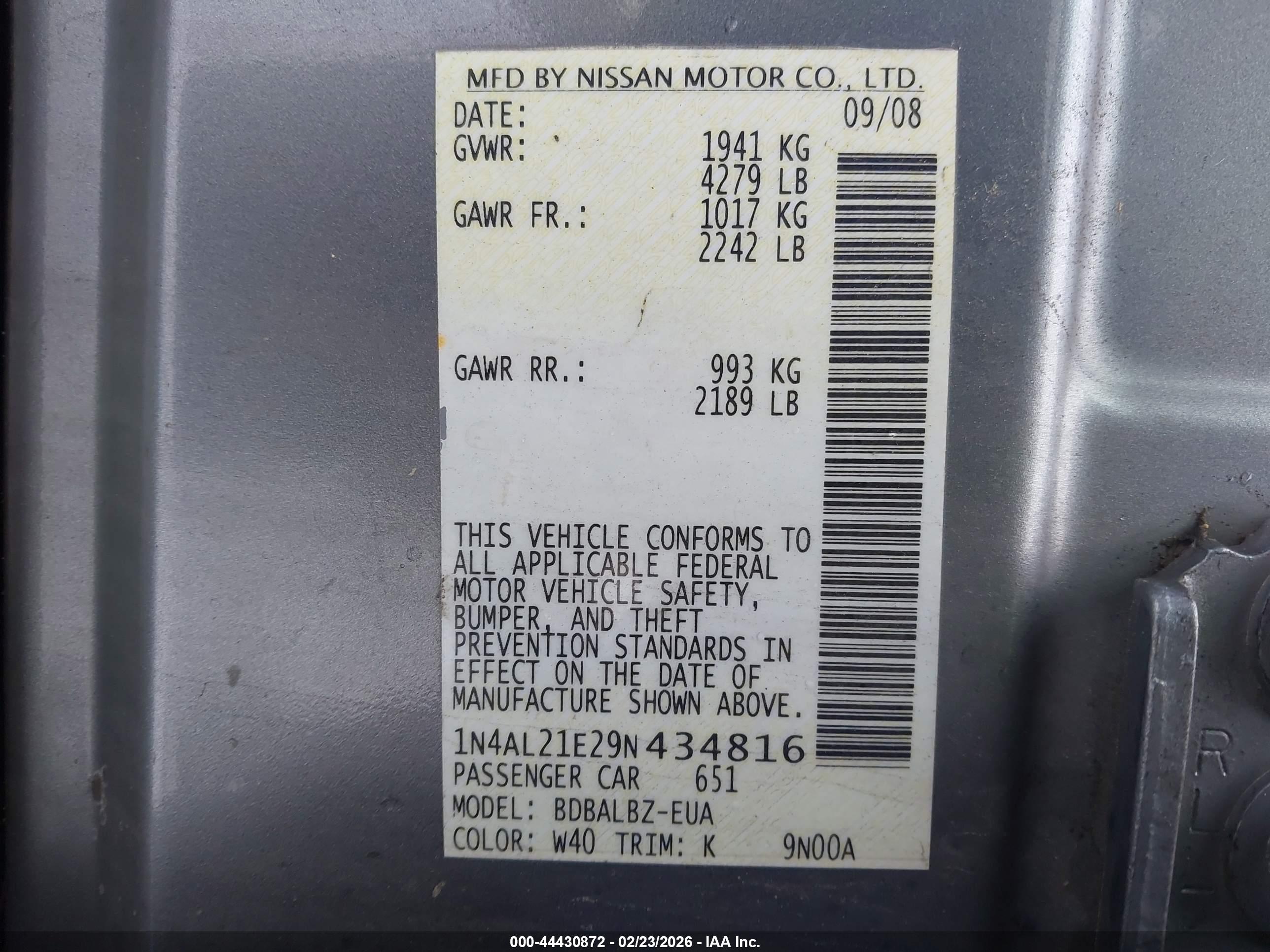 NISSAN ALTIMA image 9