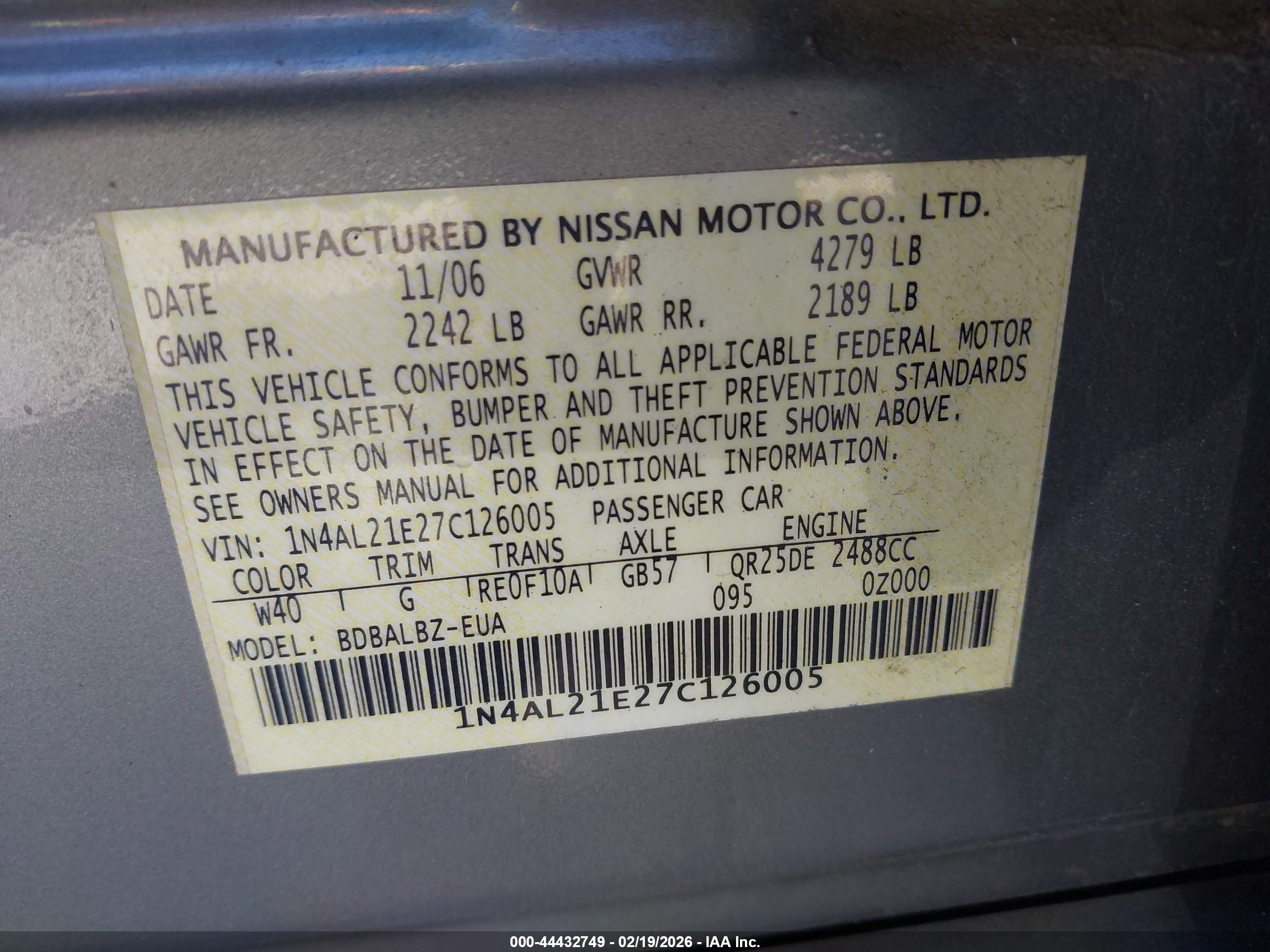 NISSAN ALTIMA image 9