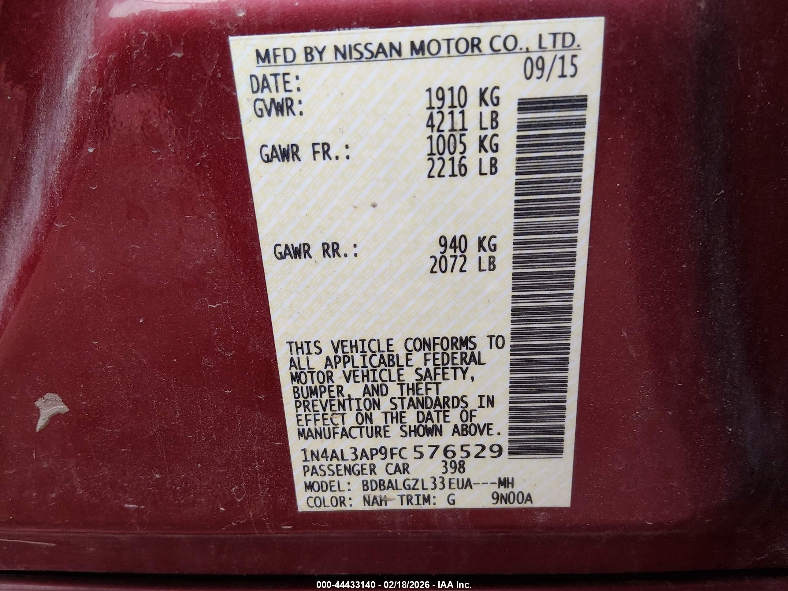 NISSAN ALTIMA image 9