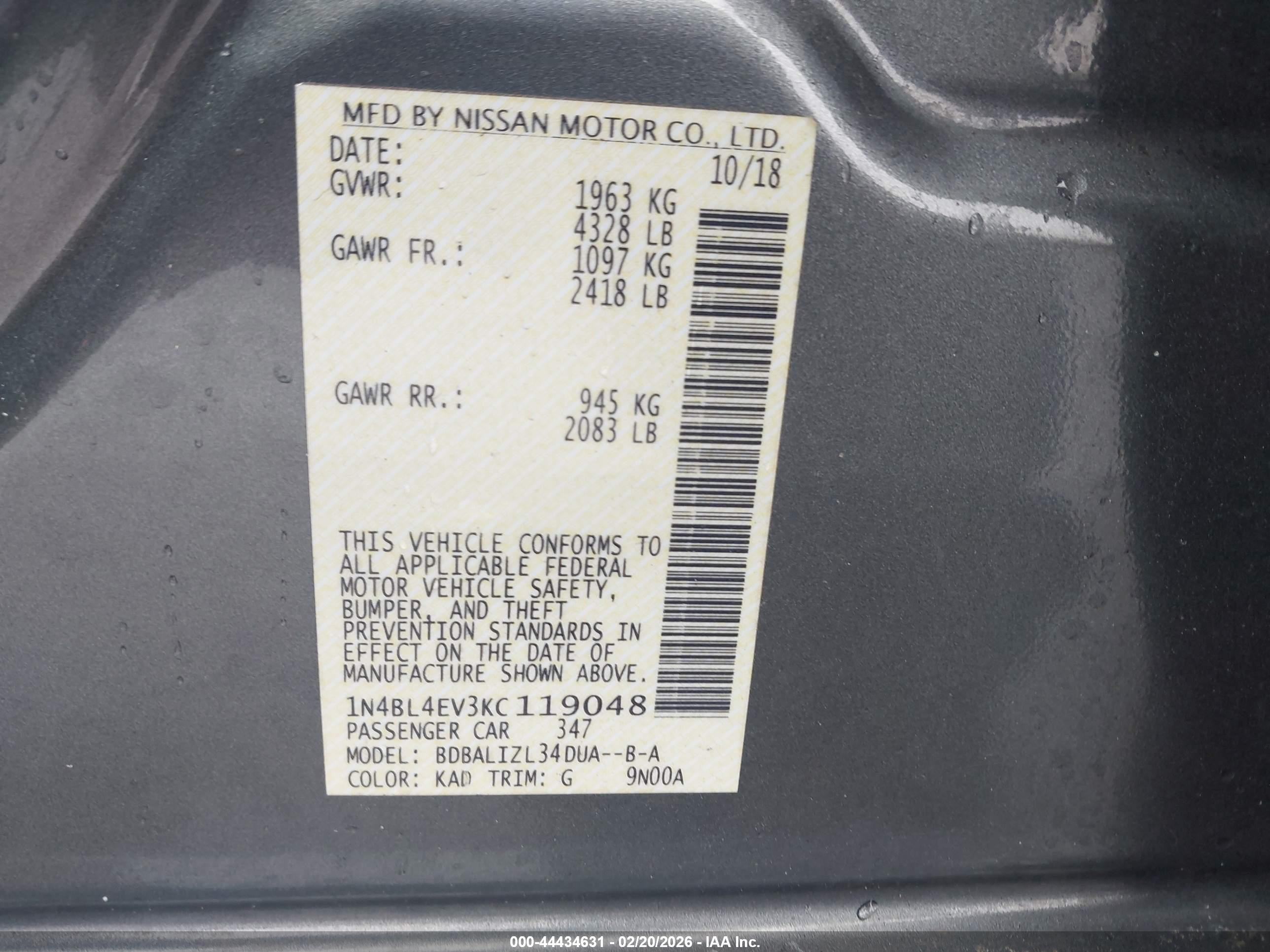 NISSAN ALTIMA image 9