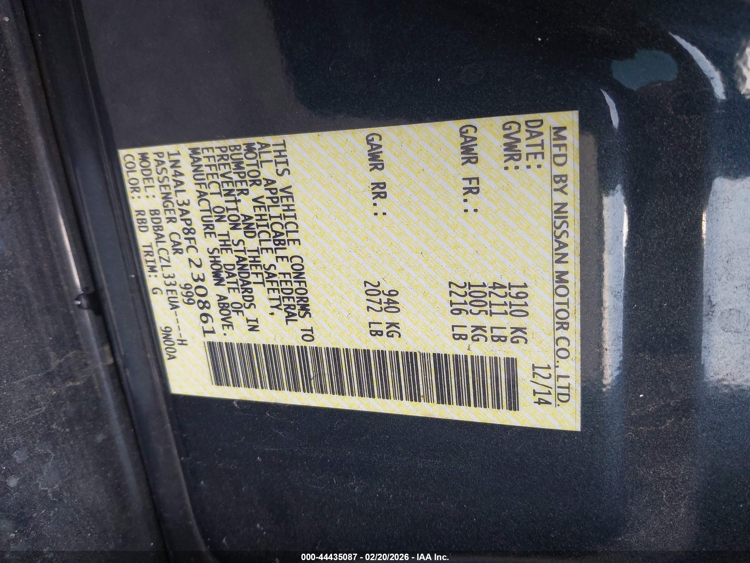NISSAN ALTIMA image 9