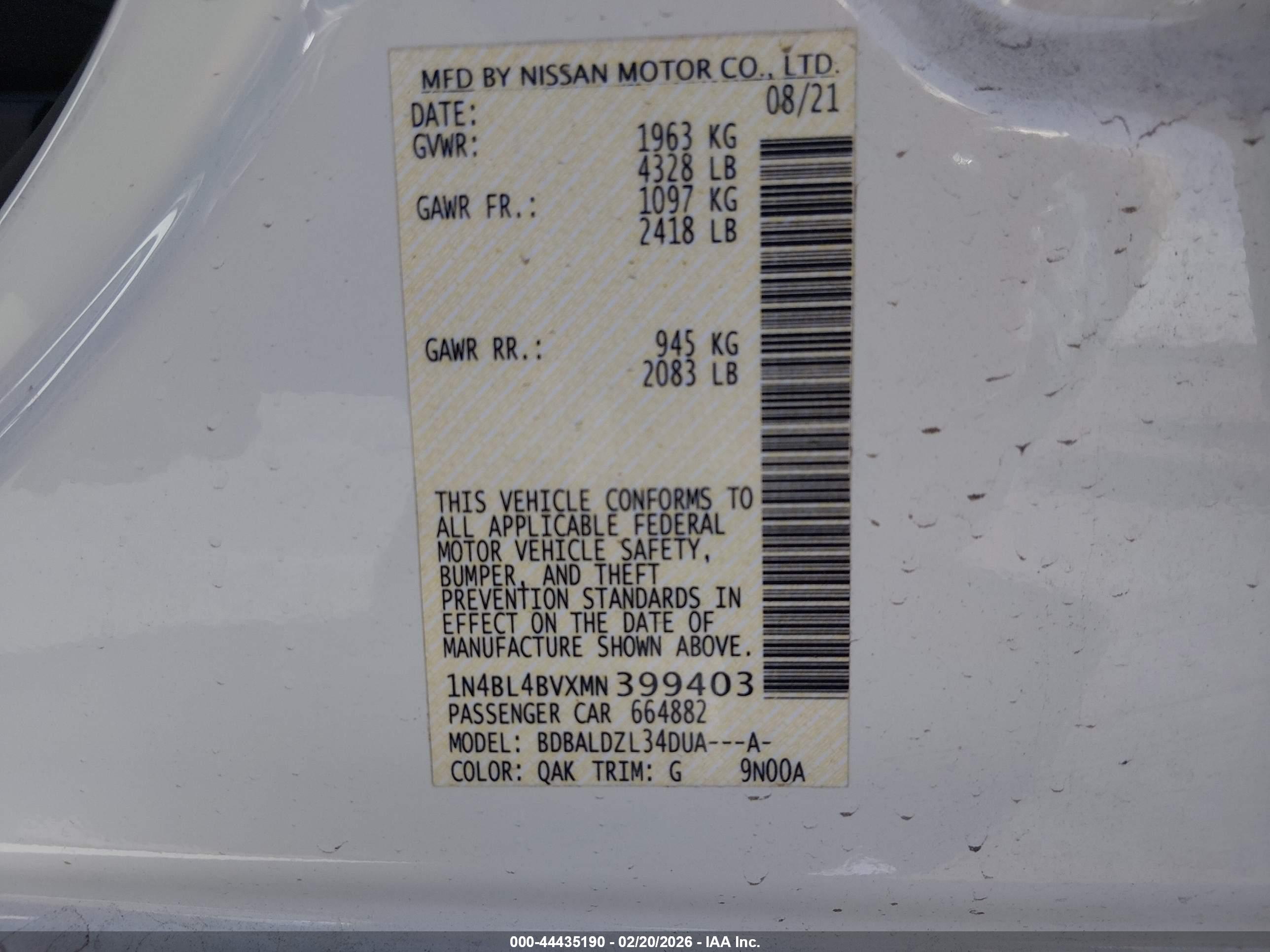 NISSAN ALTIMA image 9