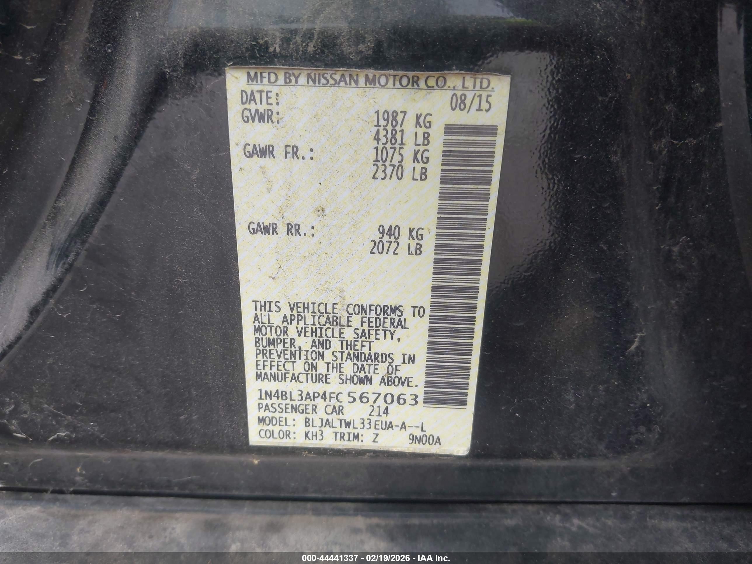 NISSAN ALTIMA image 9