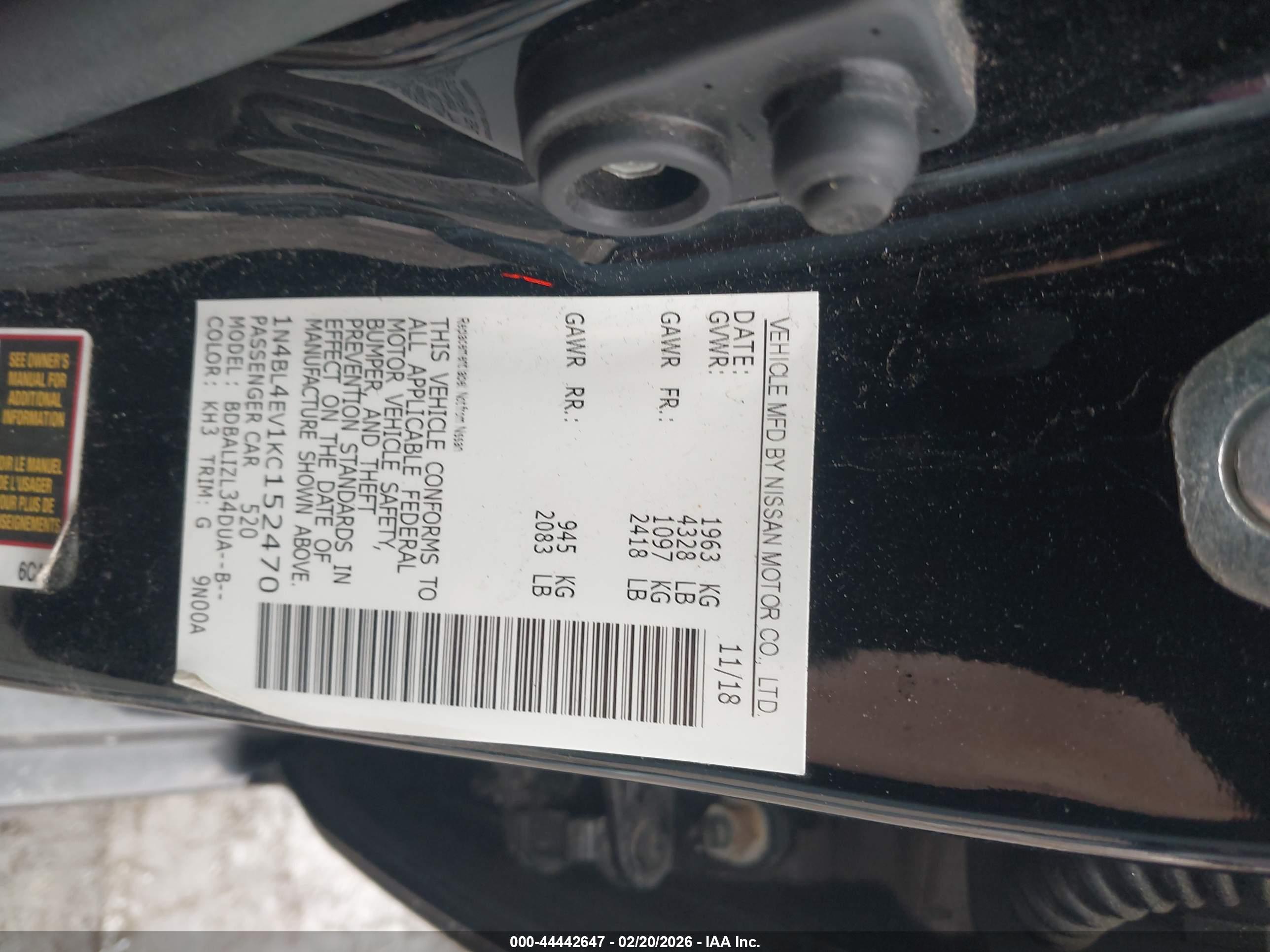 NISSAN ALTIMA image 9