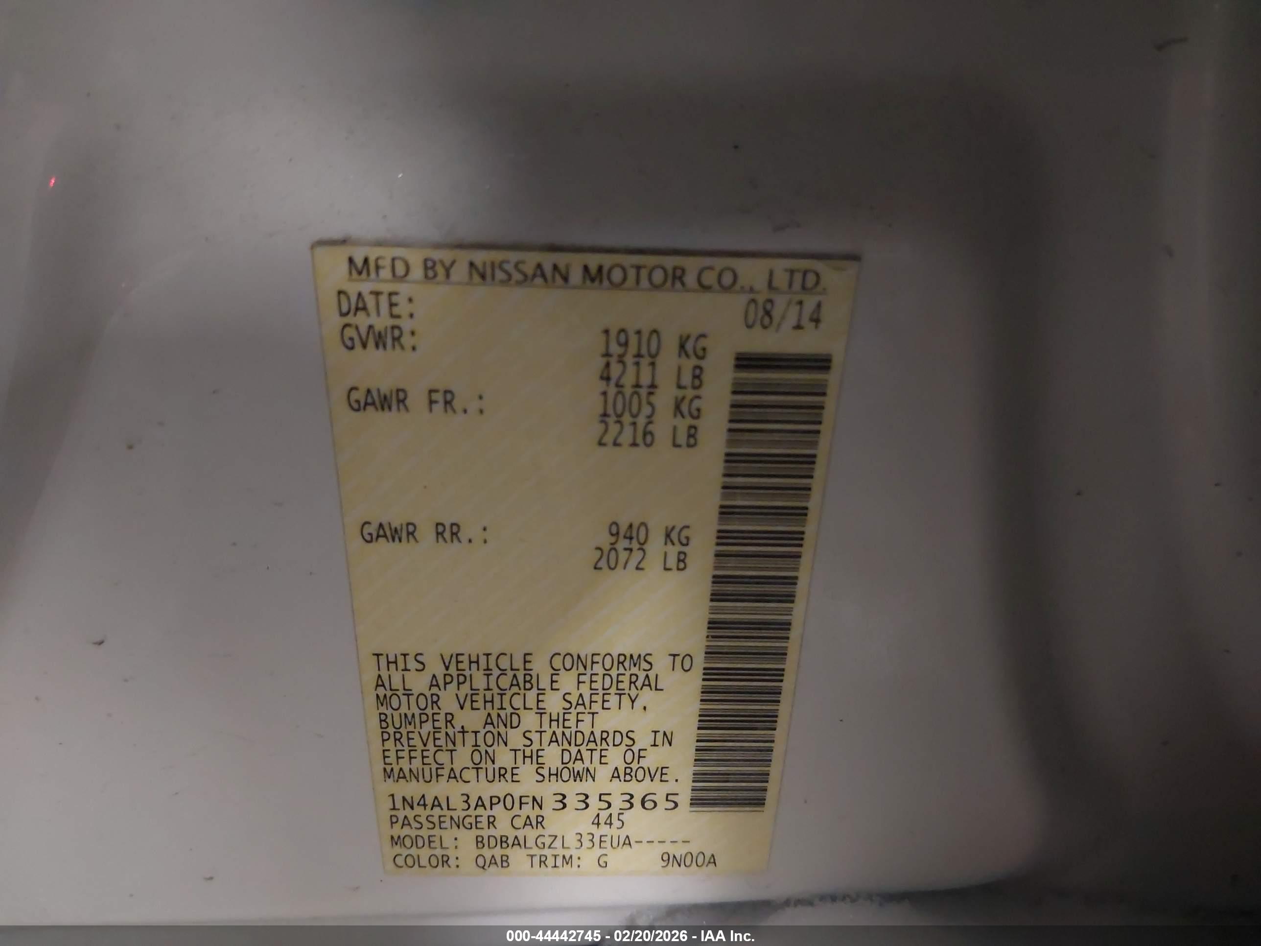 NISSAN ALTIMA image 9