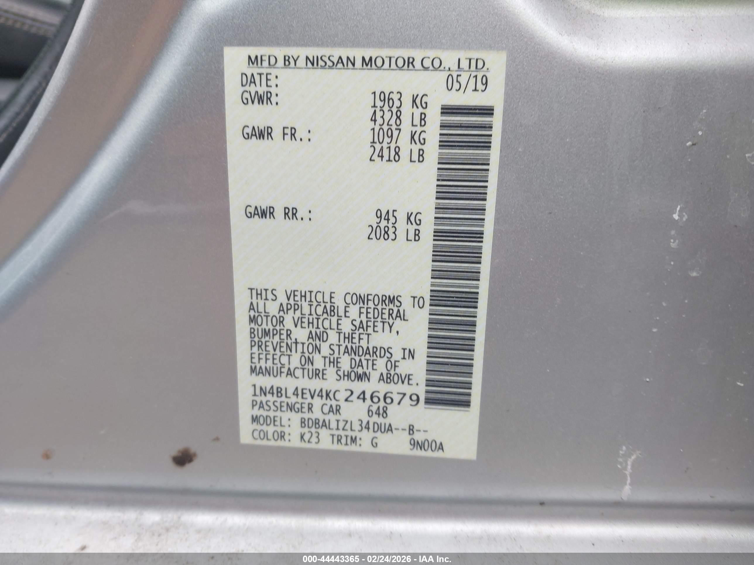 NISSAN ALTIMA image 9