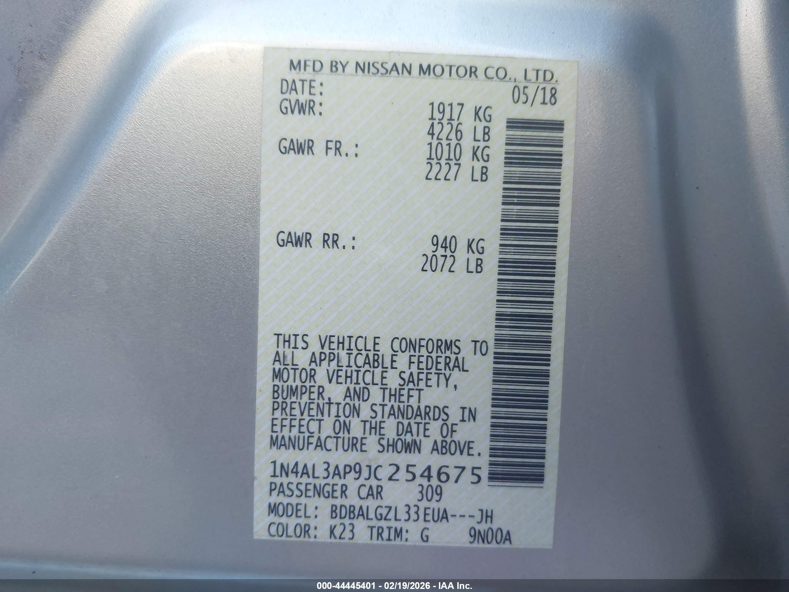 NISSAN ALTIMA image 9