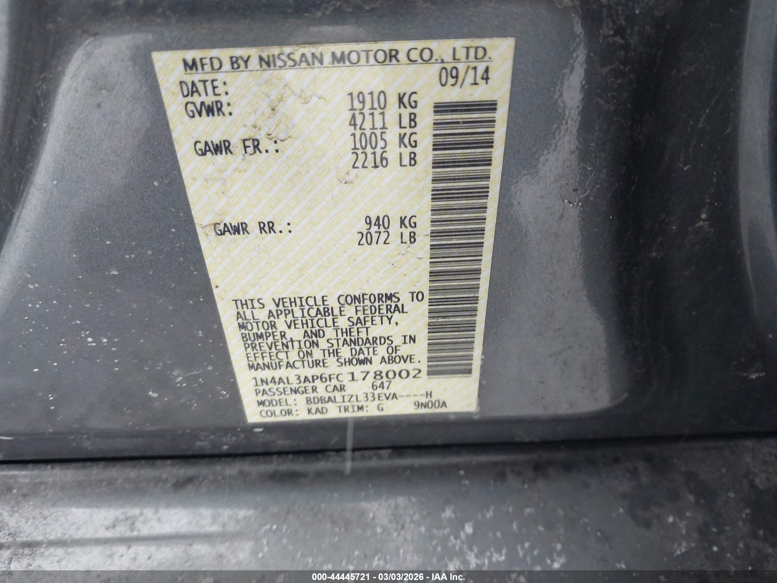 NISSAN ALTIMA image 9